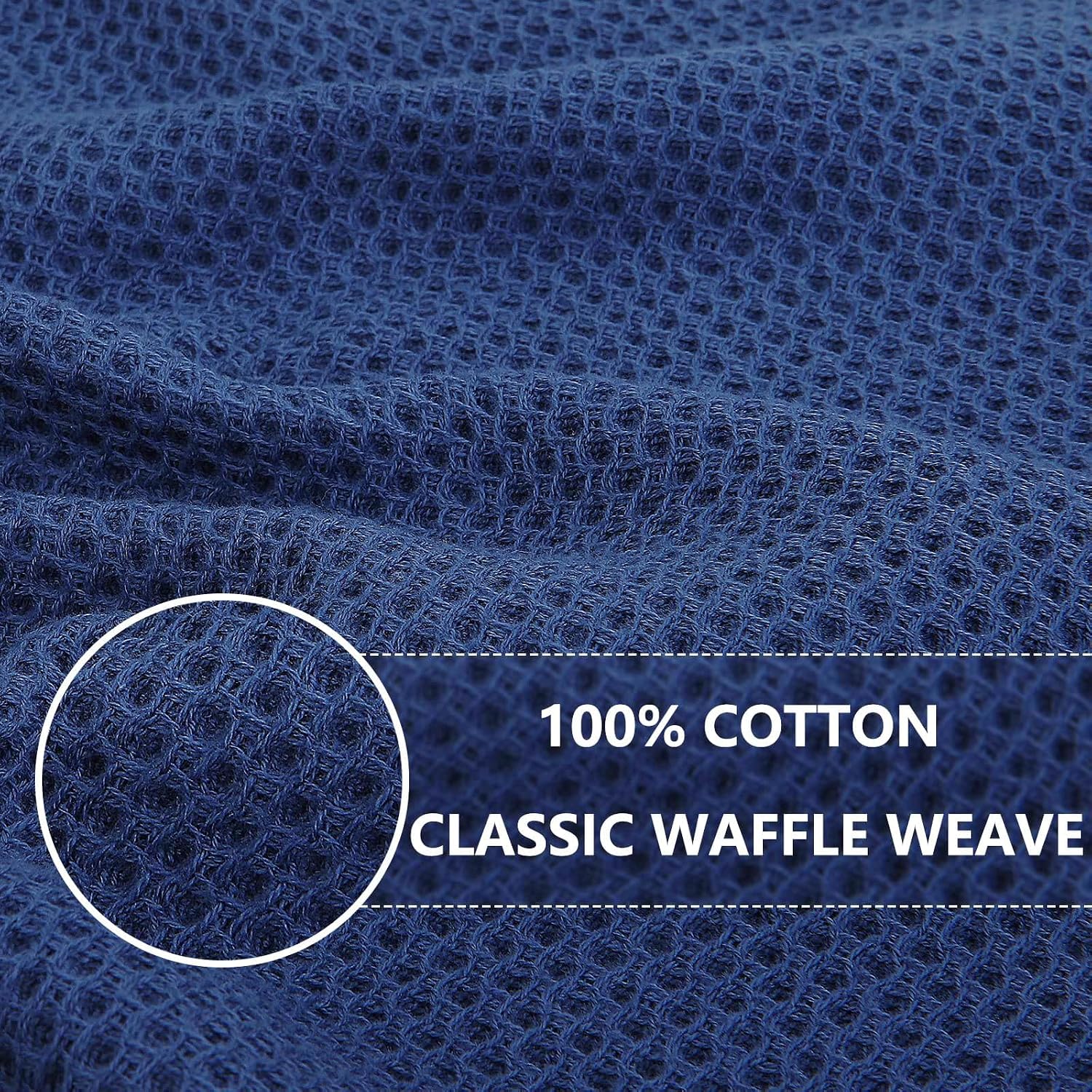 Homaxy 100% Cotton Waffle Weave Kitchen Dish Towels 12-Pack, Navy Blue | 13 x 28 Inches, Ultra Soft Absorbent Dish