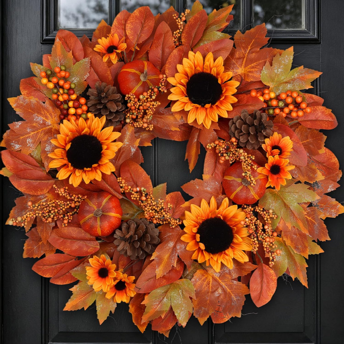 Waipfaru 24 Inch Halloween Wreath for Front Door, Halloween Door Wreath