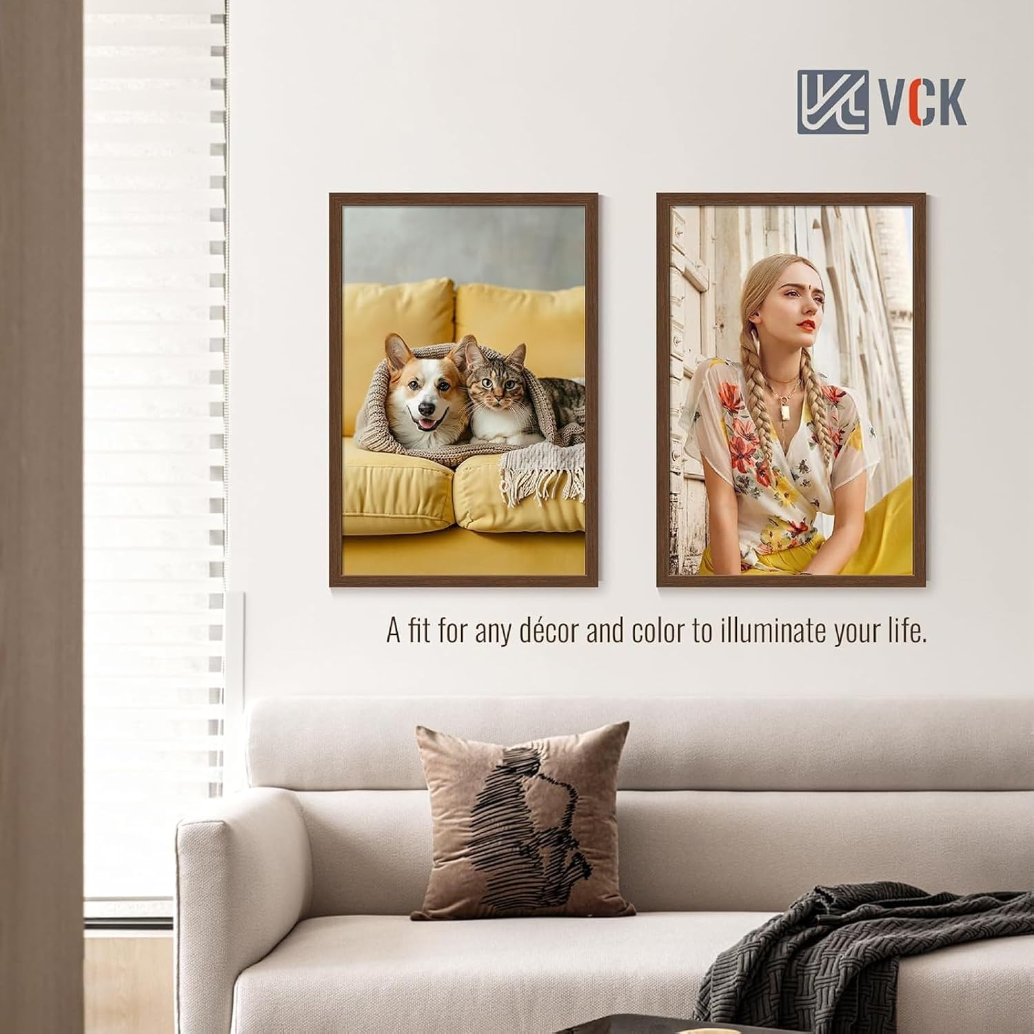 VCK 24x36 Poster Frame Brown 4 Pack, Wide Thick Wood Border, for Prints | Exclusive Woodgrain, Wall Hanging, HD