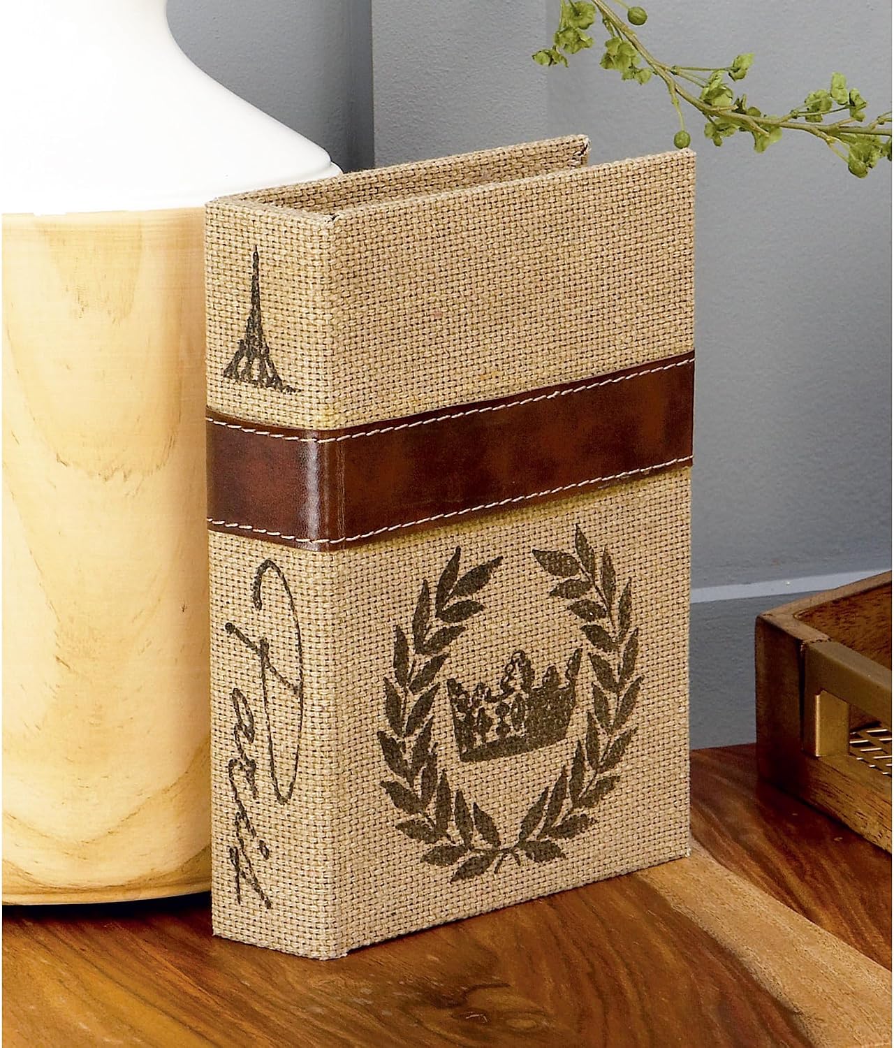 Modern Faux Linen & Wood Hidden Storage Boxes / Set of 3