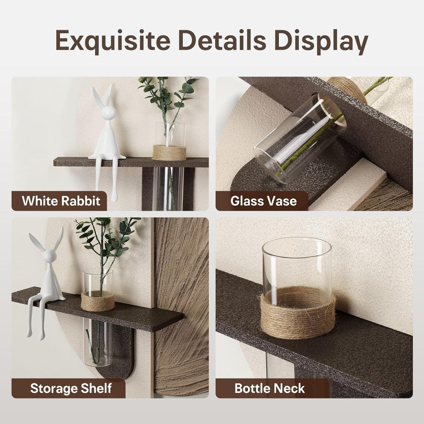 Vase / White and Brown Wall Decor / 24"L x 24"W / Beige and Brown Wall Art