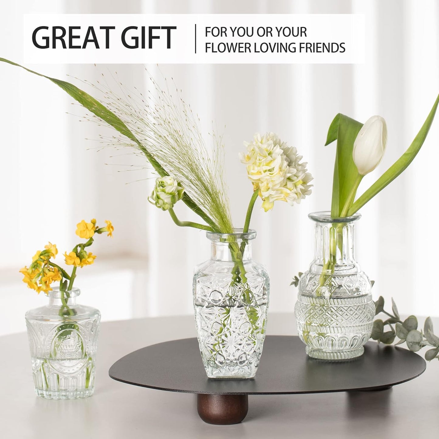 Vintage Small Vases for Flowers / Clear / Set of 10