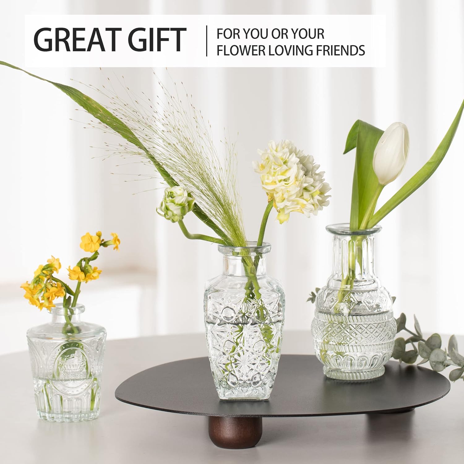 Vintage Small Vases for Flowers / Clear / Set of 10