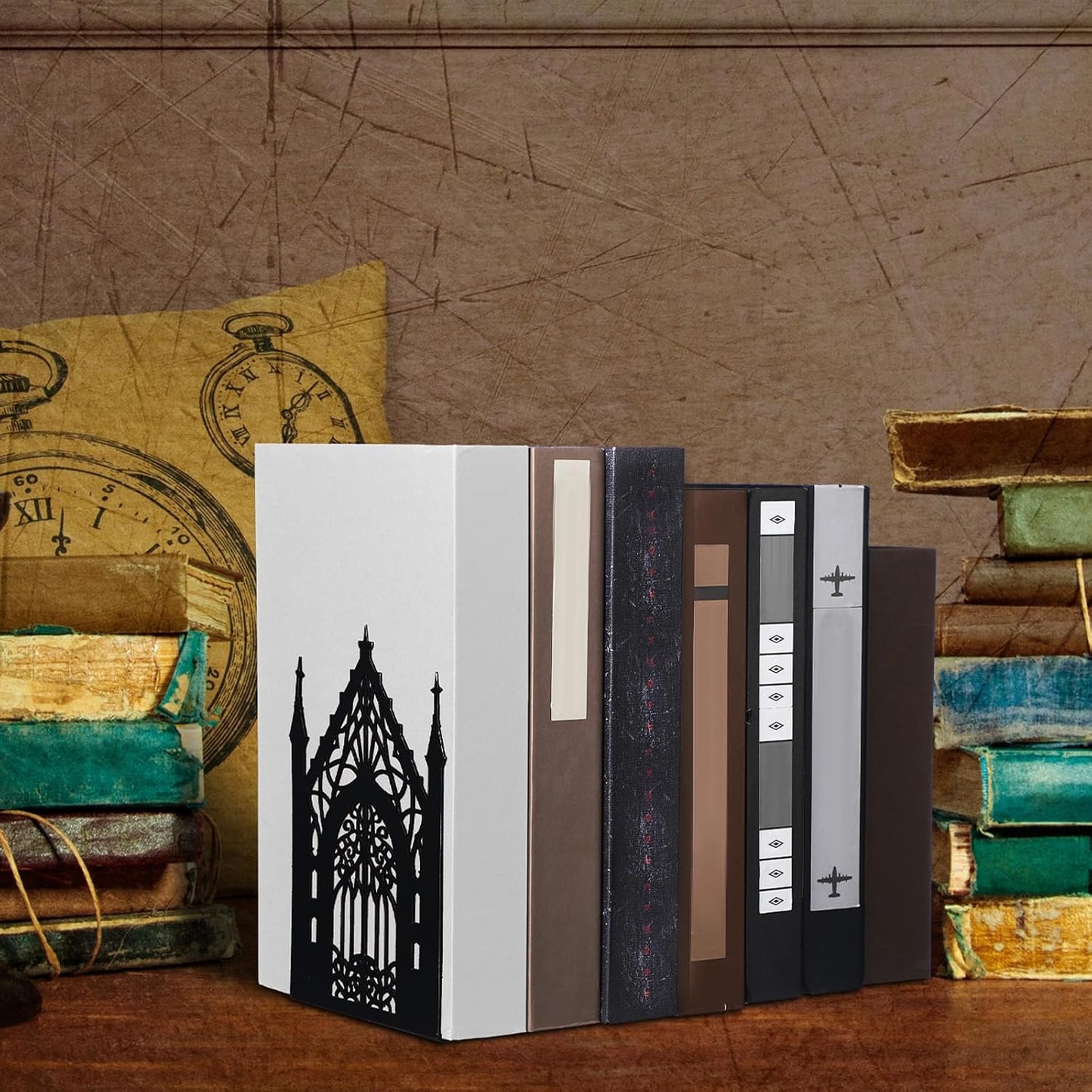 Gothic Metal Bookends Decor Metal Bookend Heavy Duty Gothic Themed Book Lovers Gifts / Black