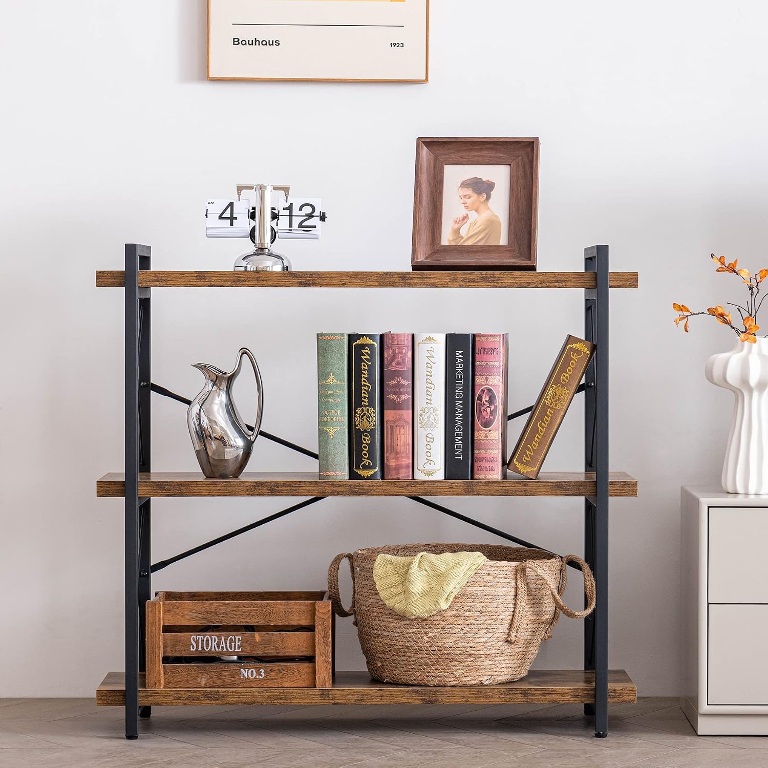 Wood and Metal / 3-tier / Rustic Brown