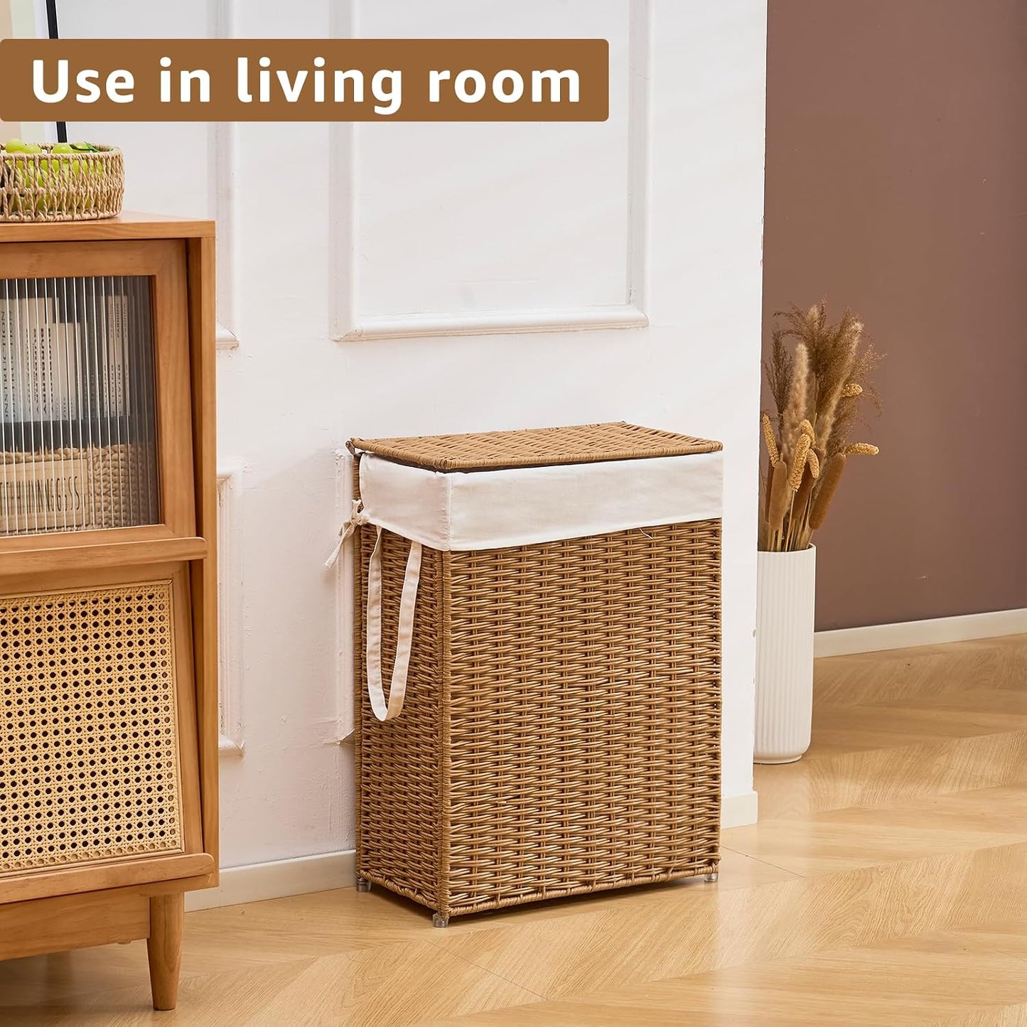 Handwoven Rattan Basket / Rattan with Lid / 55L