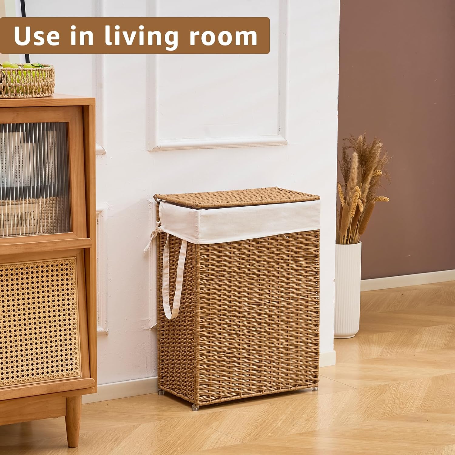 Handwoven Rattan Basket / Rattan with Lid / 55L