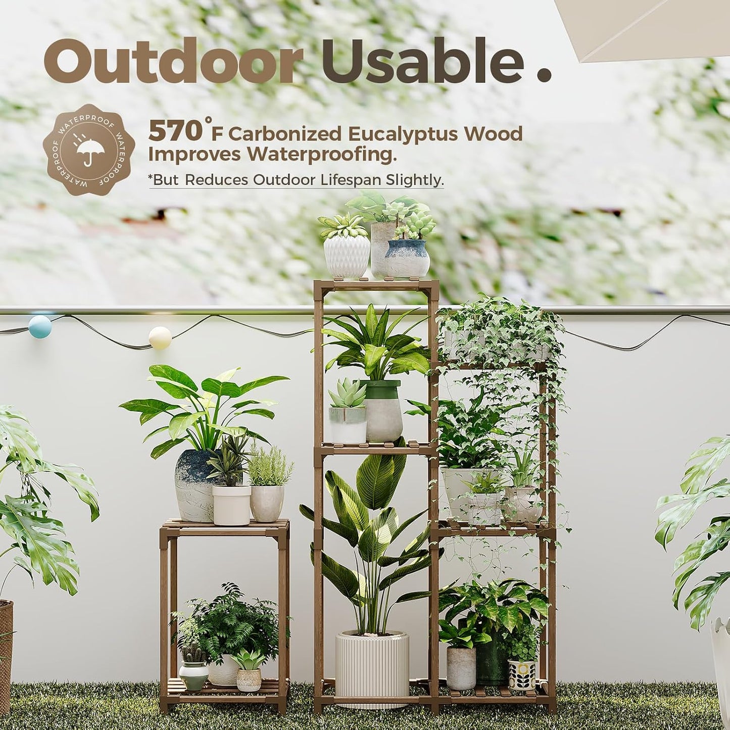 Bamworld Plant Stand Indoor Corner Plant Shelf Wood Plant Holder | for Multiple Plants Tall Flower Stands Plants Table