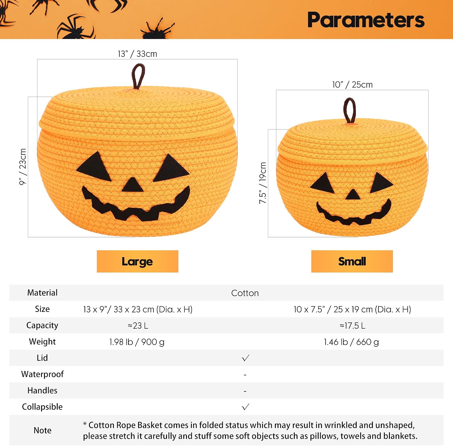 Pumpkin Woven Storage Bin / Small / Halloween