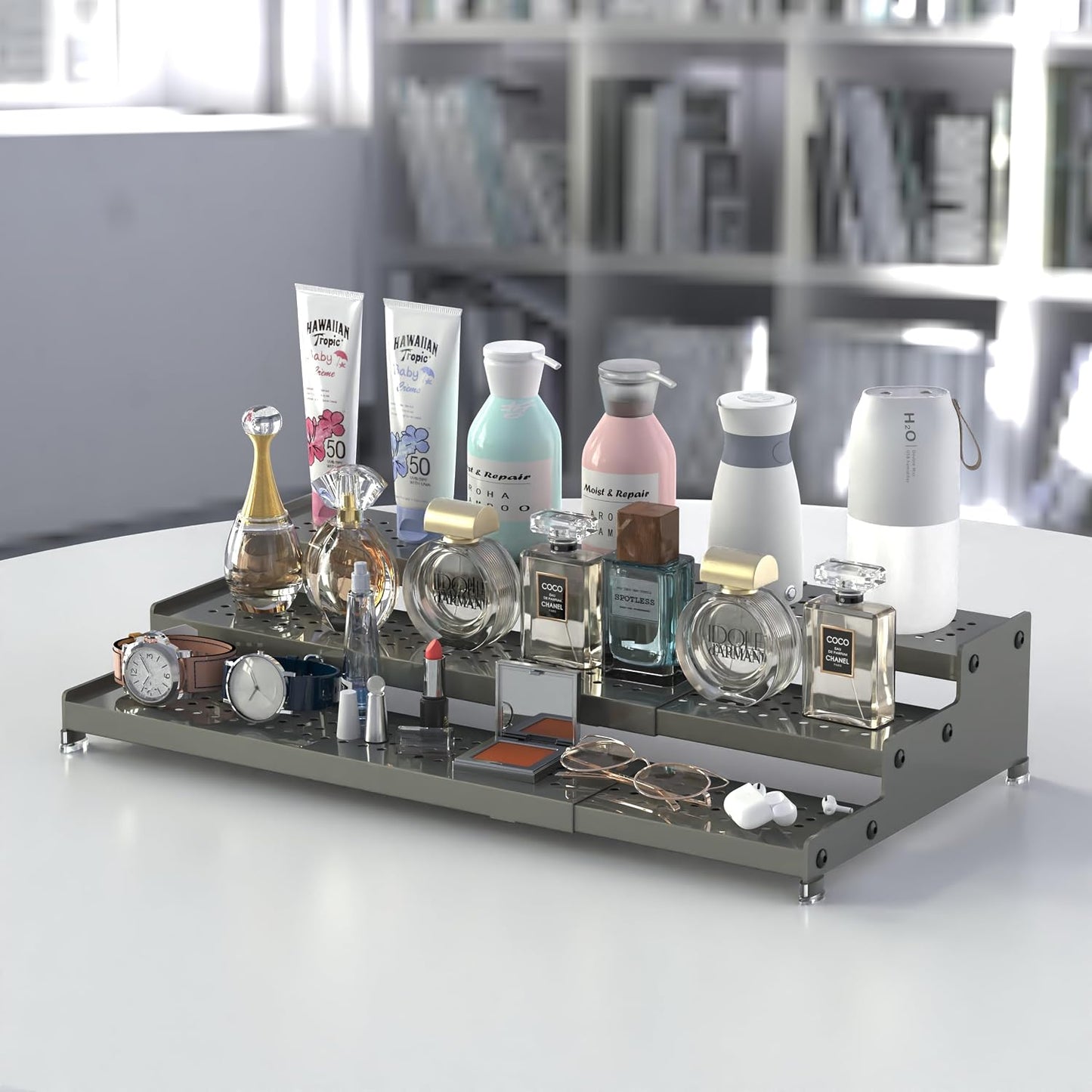 Jojocross Metal Spice Rack Organizer for Cabinet, 3 Tier Expandable Spice Storage Shelf, Great for Kitchen Cabinets