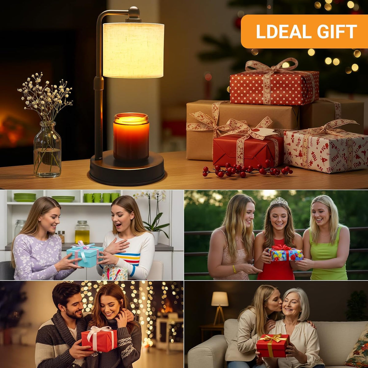 2 Pack Candle Warmer Lamp with Timer - Dimmable & Height Adjustable, Flame-Free Wax Warmer for Safe Use with Jar