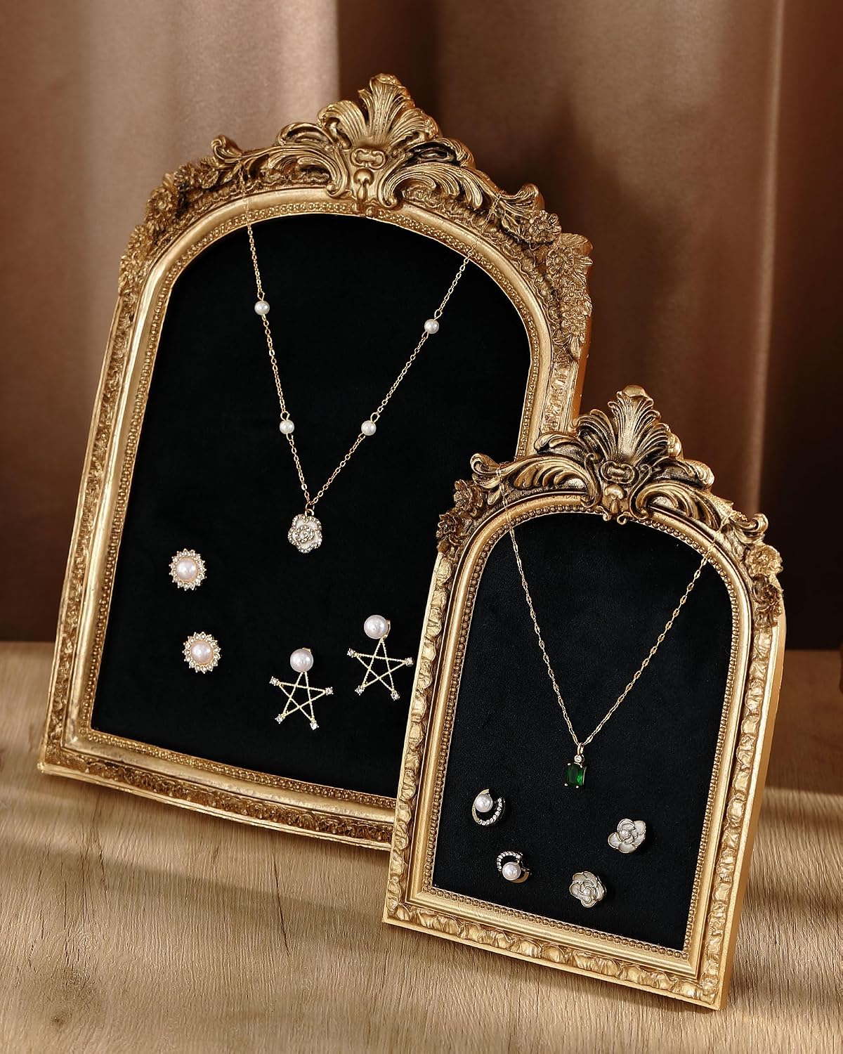 Gold Jewelry Display Stand Vintage Jewelry Frame 10 / Black / Large,small / Elegant / Set of 2