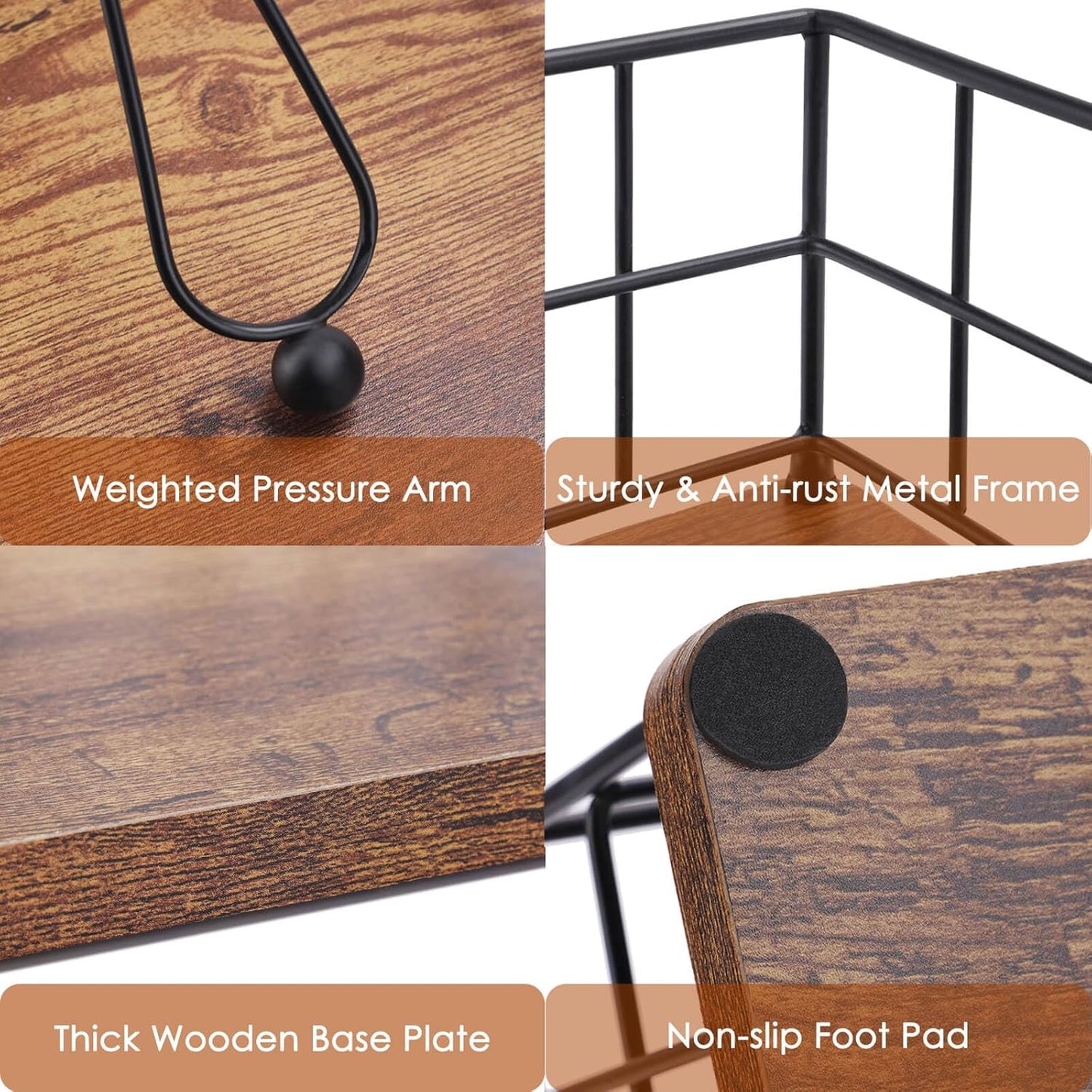 Modern Farmhouse Metal Napkin Holder / with Weighted Arm