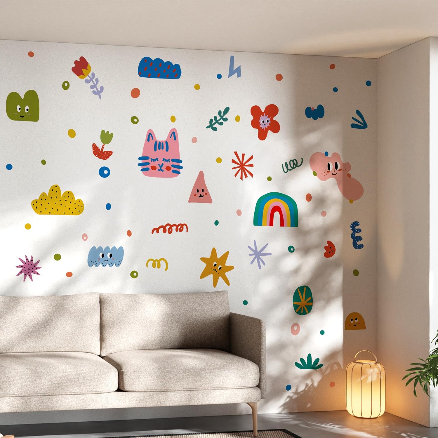 Colorful Abstract Shape Wall Decals / Smile Clouds Rainbow Irregular Wall Decals