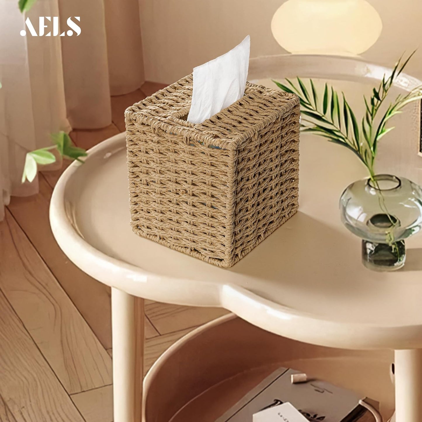 Farmhouse Tissue Box Cover / Natural / Square