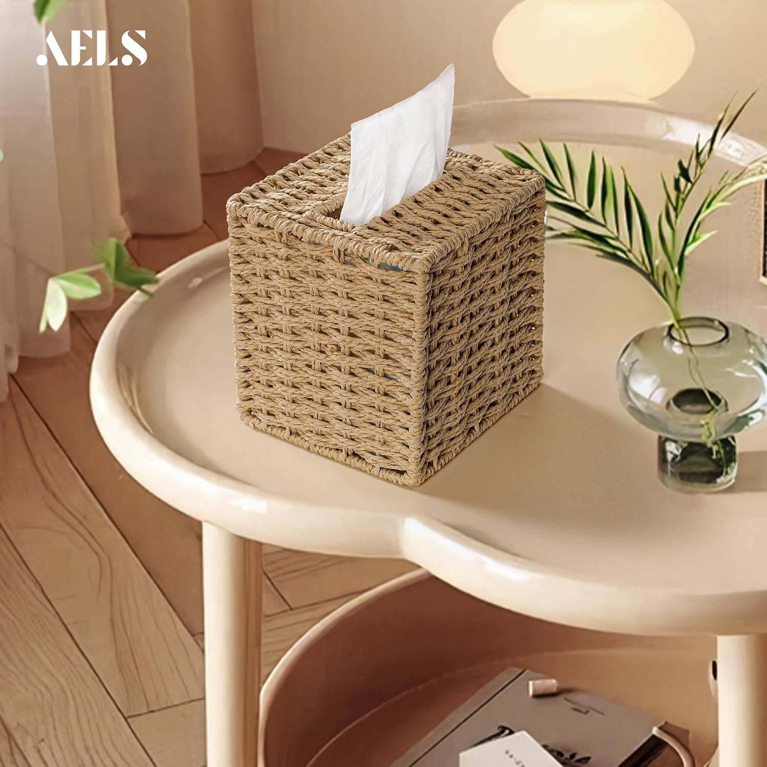 Farmhouse Tissue Box Cover / Natural / Square
