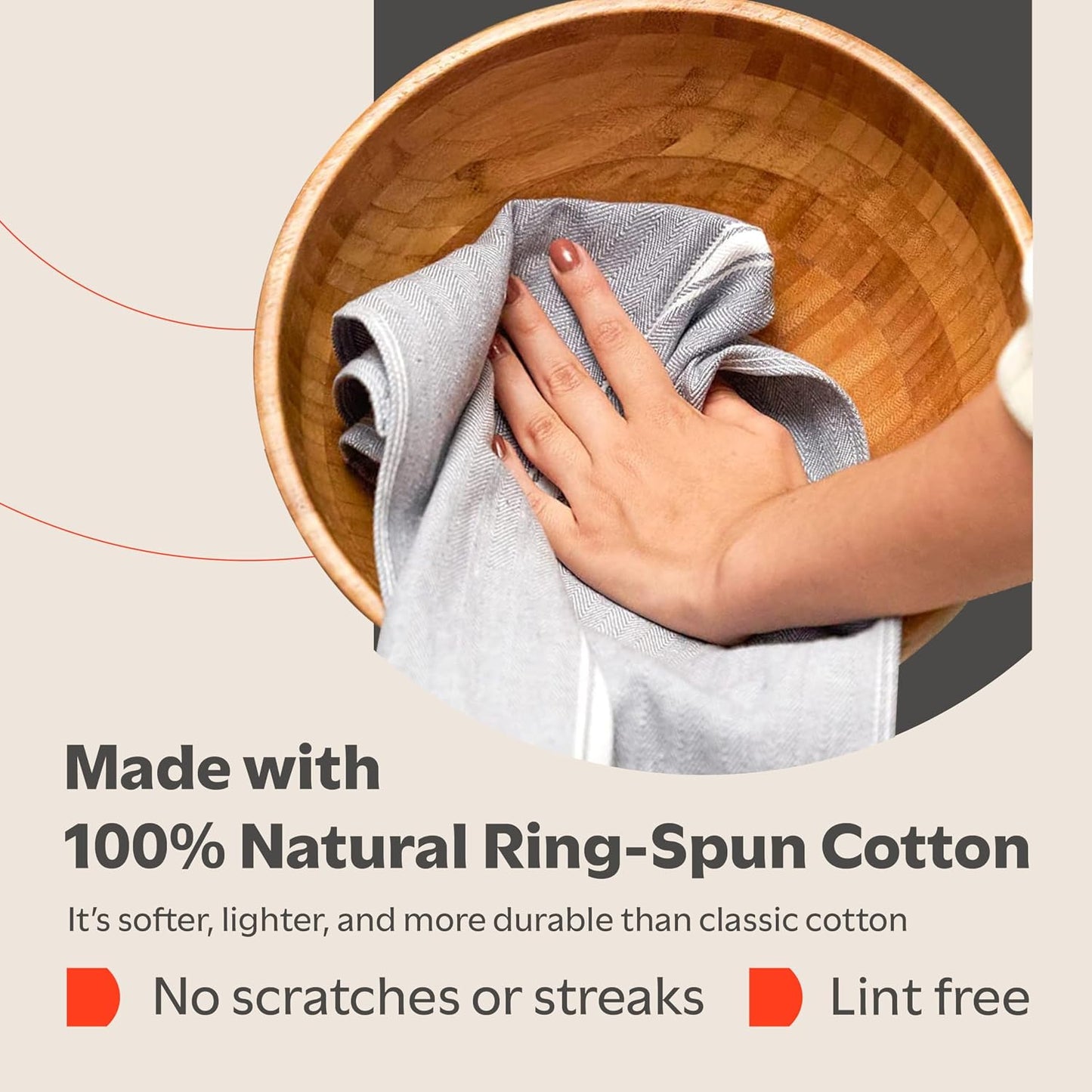 Zeppoli Classic Kitchen Towels - 15 Pack 100% Natural Cotton Towel Set, Reusable Wash Cloths, Absorbent Dish Towels