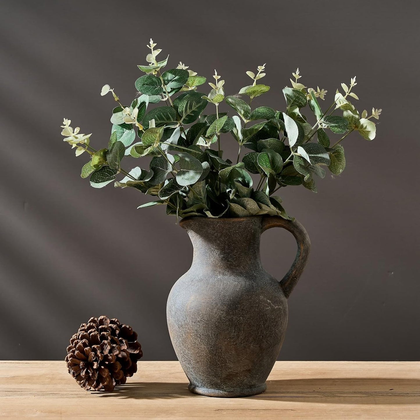 Ceramic Rustic Farmhouse Vase / Black and Gold