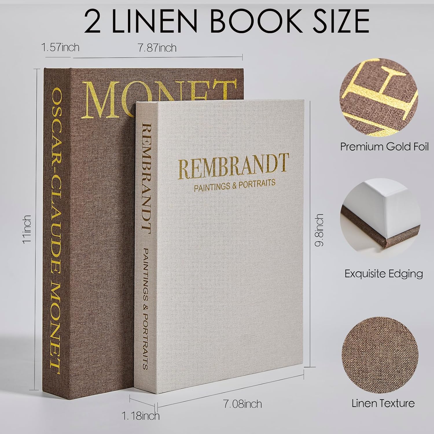Aesthetic Linen Decorative Fake/Faux Books / Chocolate Brown / Set of 2