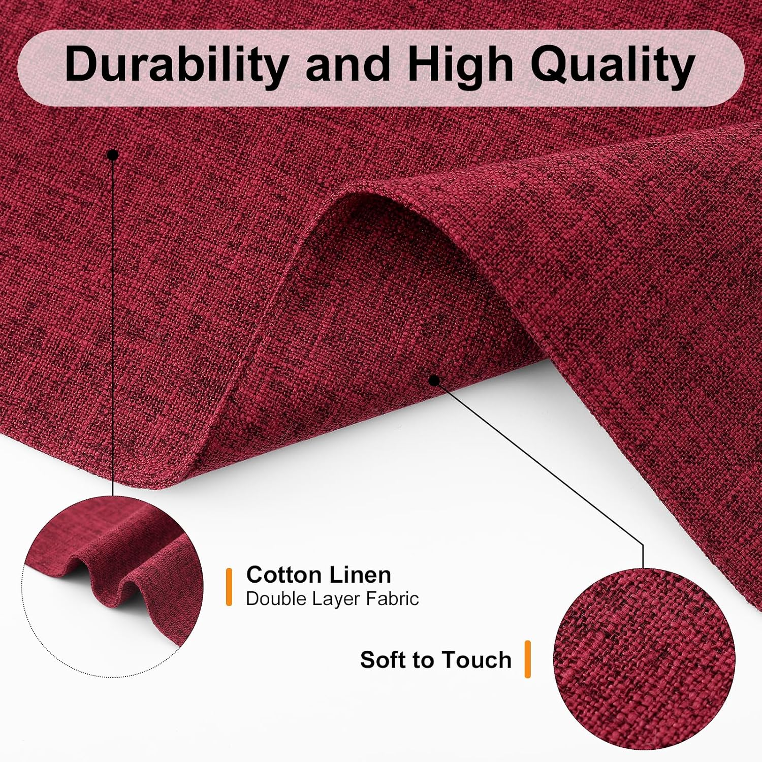 Homaxy Cloths Placemats for Dining Table Set of 6, 13" x 19", Red | Heat Resistant, Washable, Cotton Linen Blend Table