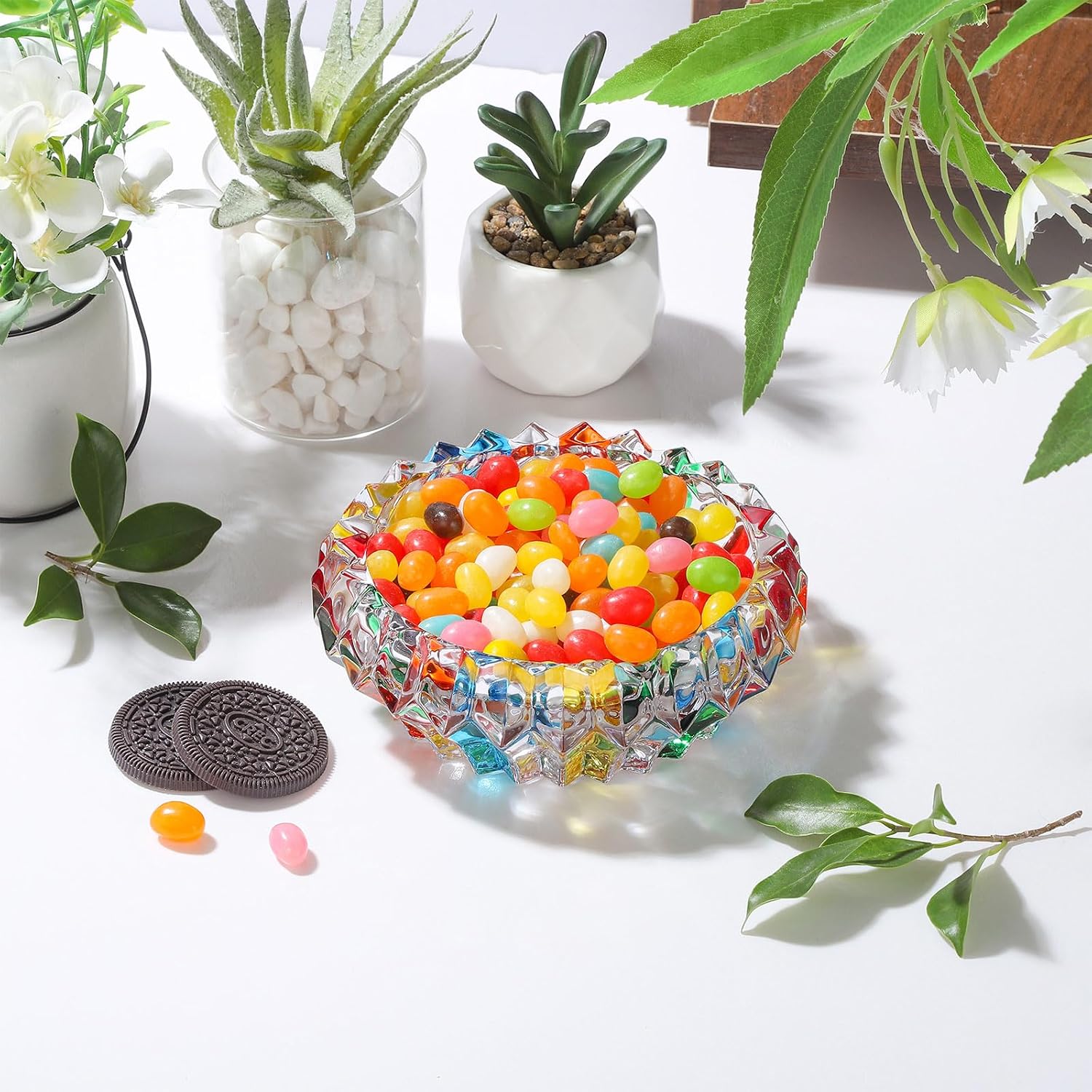 French Multicolor Banded Glass Decorative Bowl / 5.5 Inch