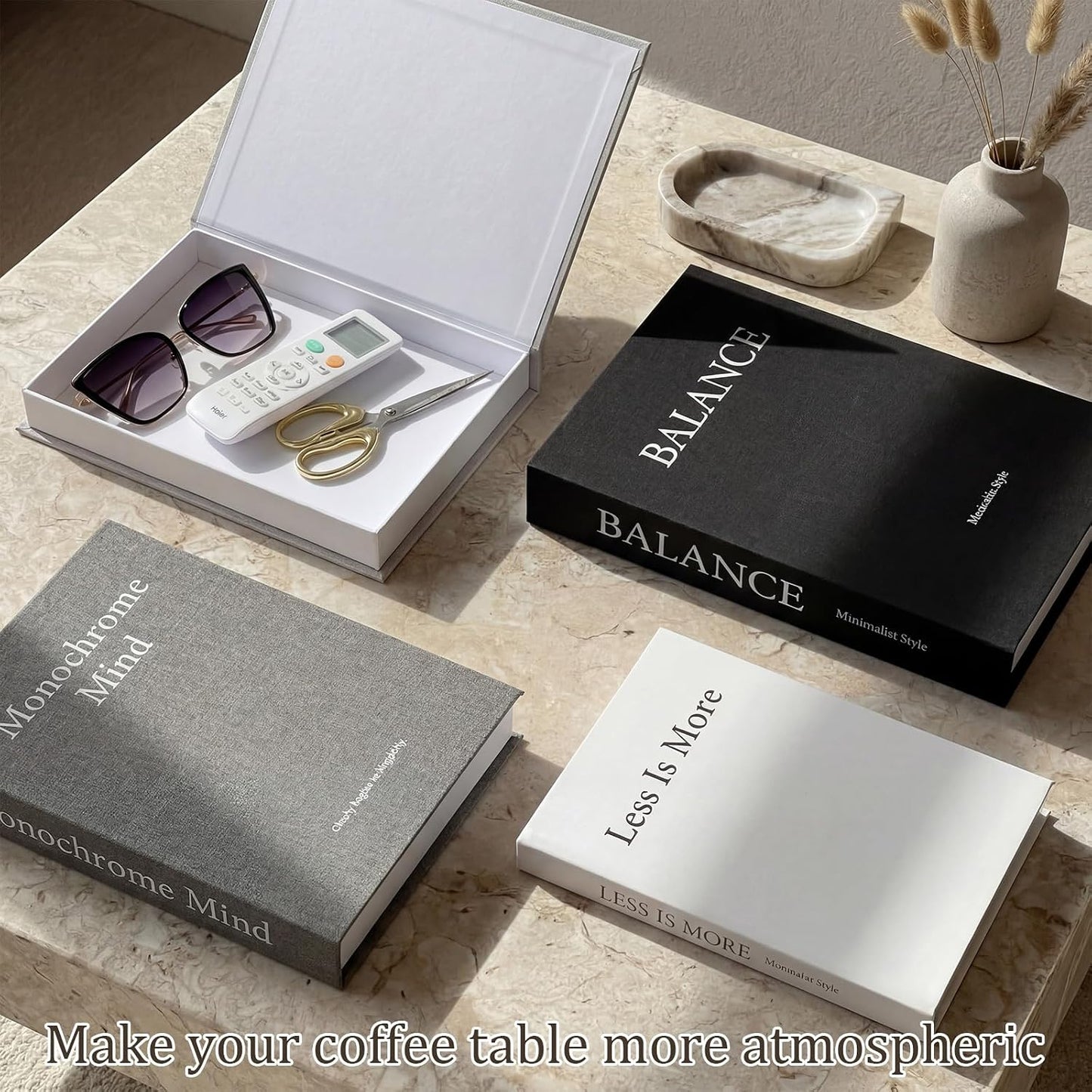 Decorative Books / Neutral / Black Gray White / Set of 8