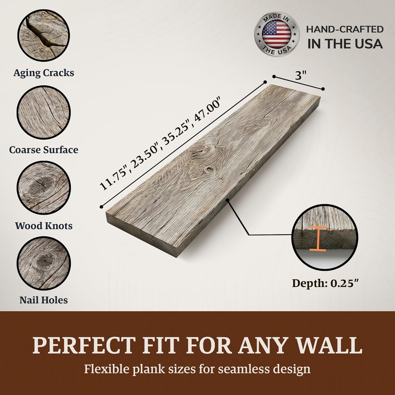 Easy Nail-Up Shiplap Panels for Rustic Wood Wall Paneling Weathered / Natural