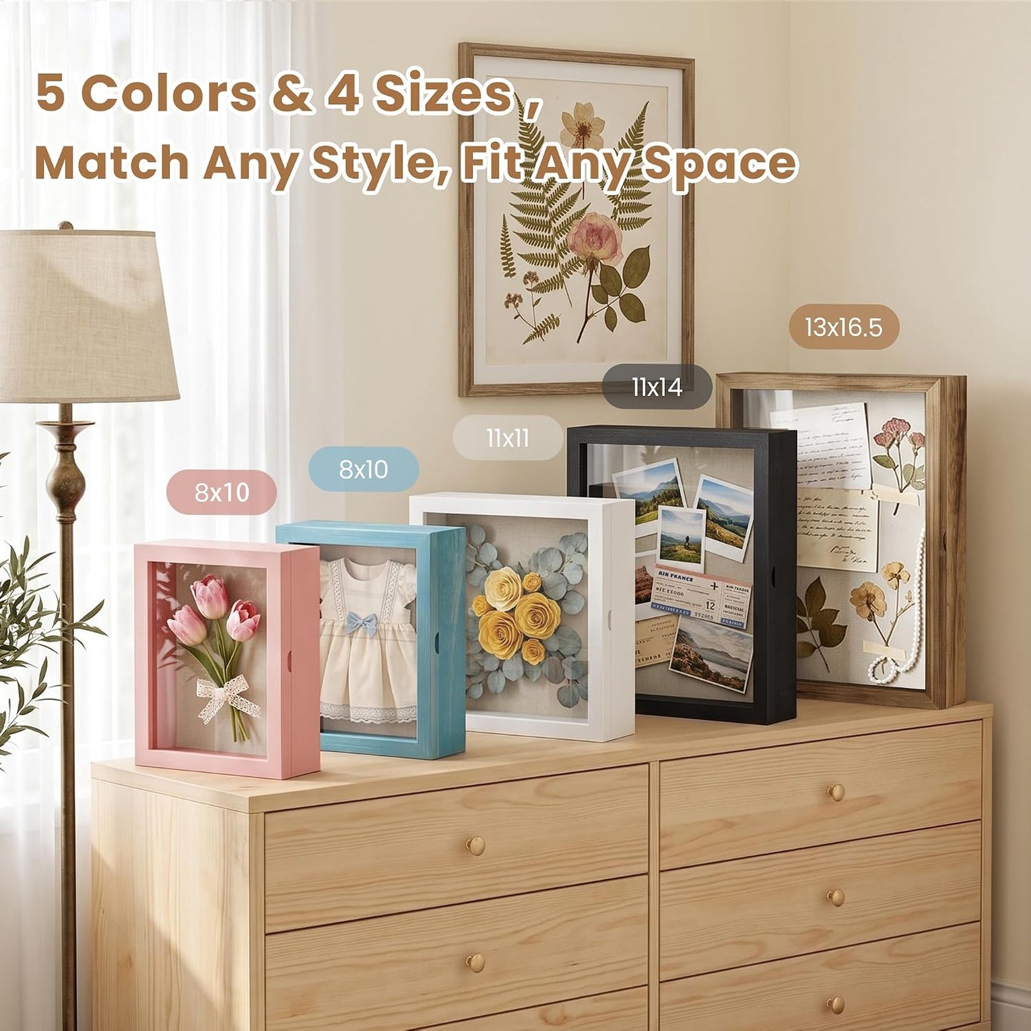 Love-KANKEI Deep Shadow Box Frame 11x14,Solid Wood Frame,Carbonized Black | Front-Opening Glass Magnetic Door,Linen