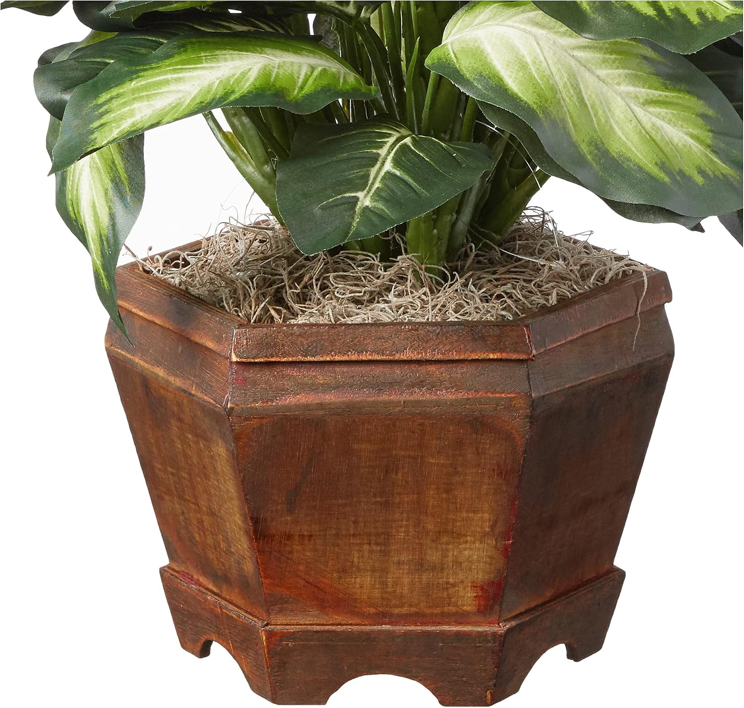 Faux Plant / Decorative Wood Planter / 22 Inch