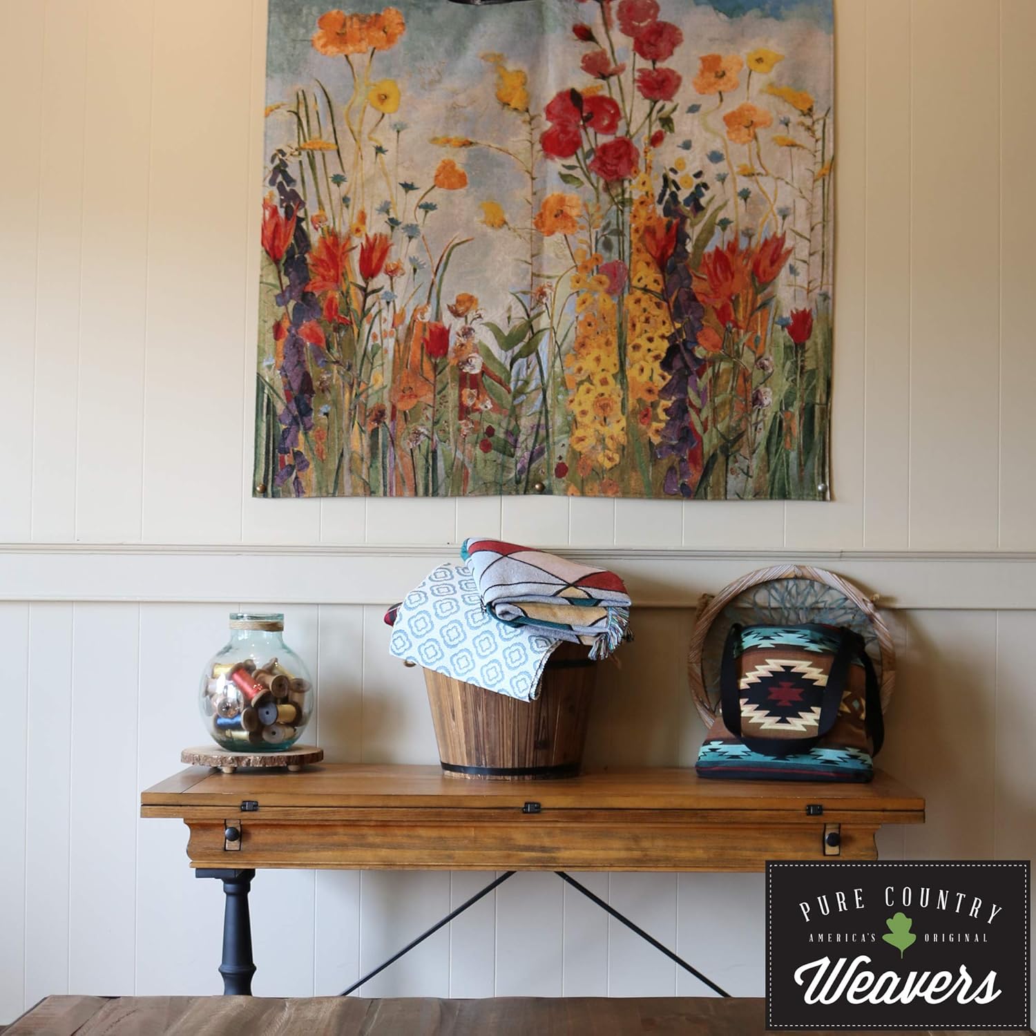 Arts and Crafts Style Woven Tapestry Wall Art Hanging