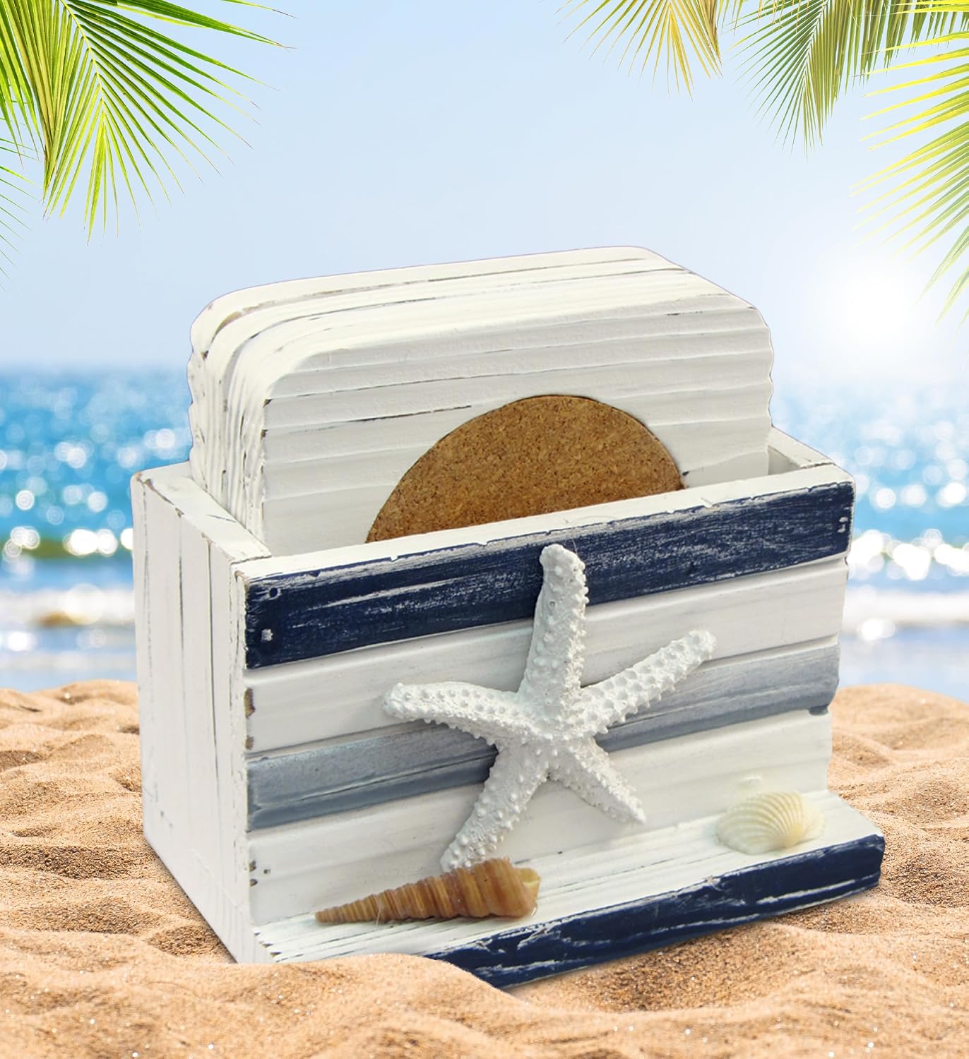 Tabletop Wooden Coastal Decor / White