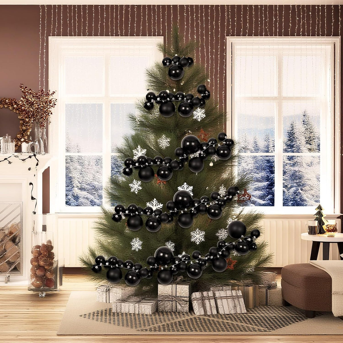 Christmas Ball Garland Ornaments Hanging Shatterproof Xmas Balls Decorations for Home Indoor Outdoor Mantel Holiday