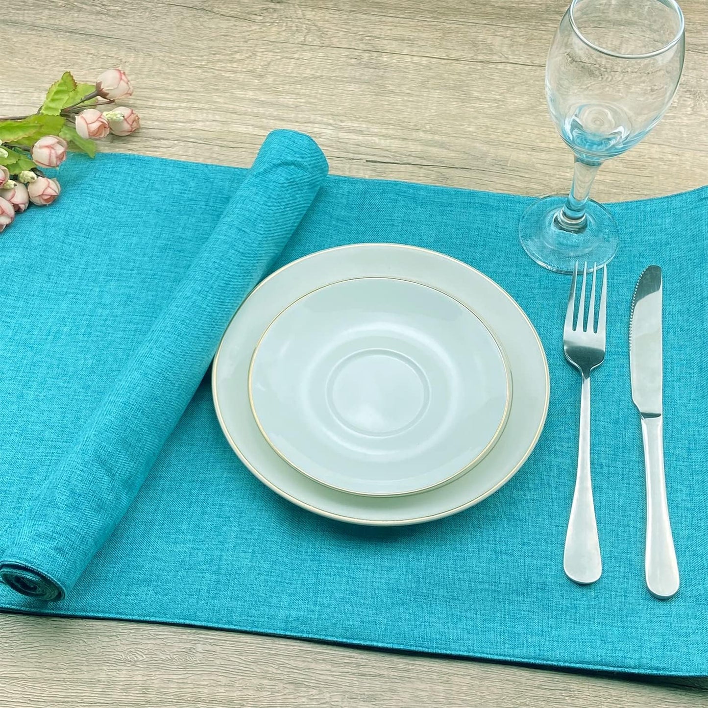 Weabetfu Cloth Placemats Set of 6 Heat Resistant Dining Table Placemats | Cotton Linen Machine Washable Kitchen Table
