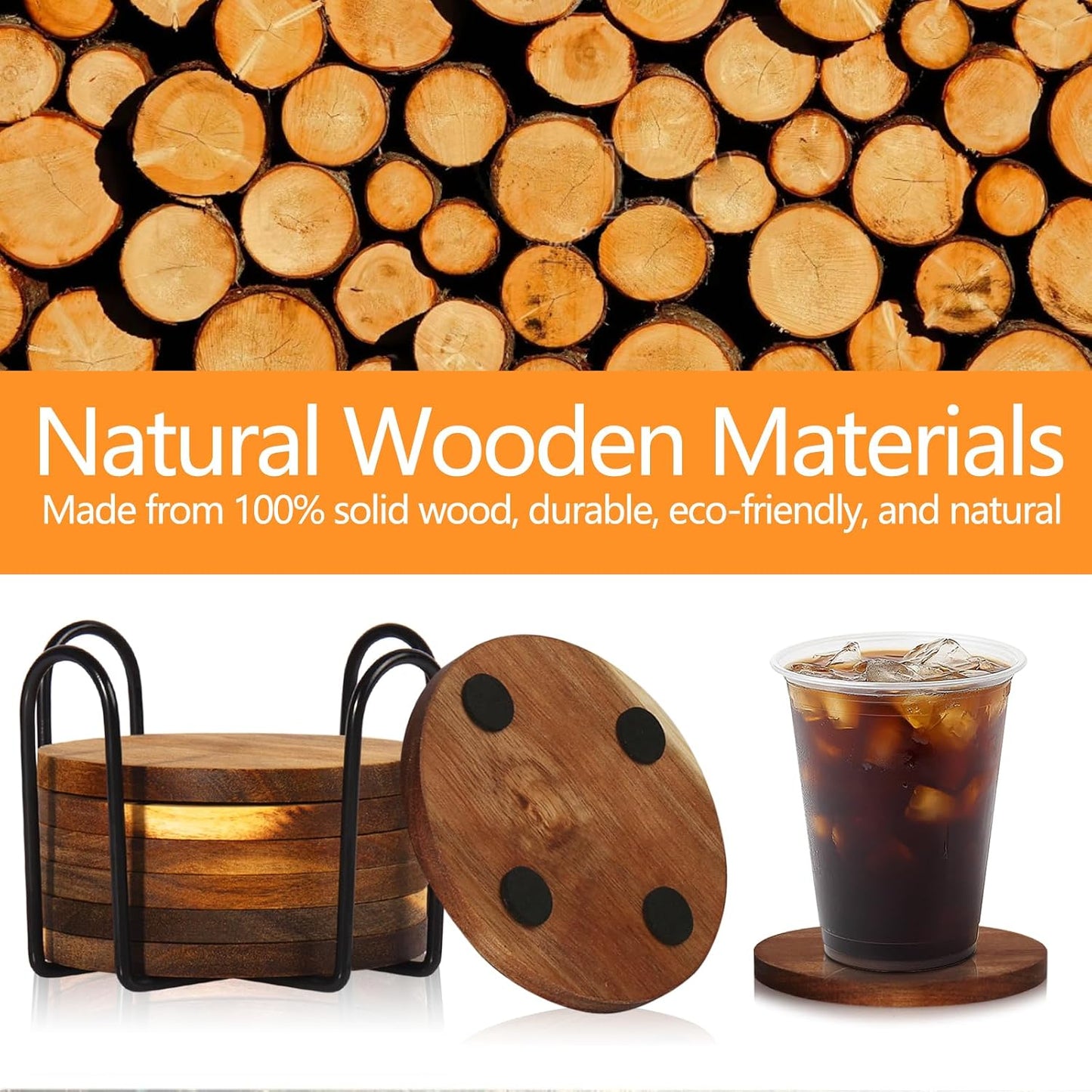 Holder / Wooden Coasters for Drinks Absorbent / Set of 20
