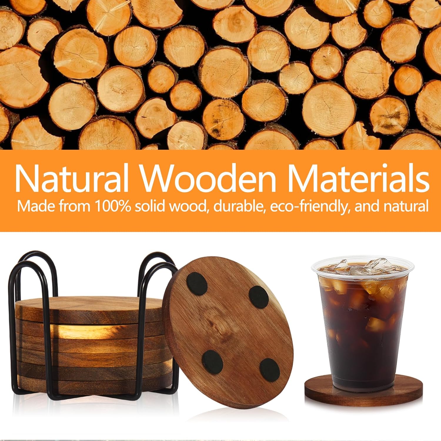 Holder / Wooden Coasters for Drinks Absorbent / Set of 20