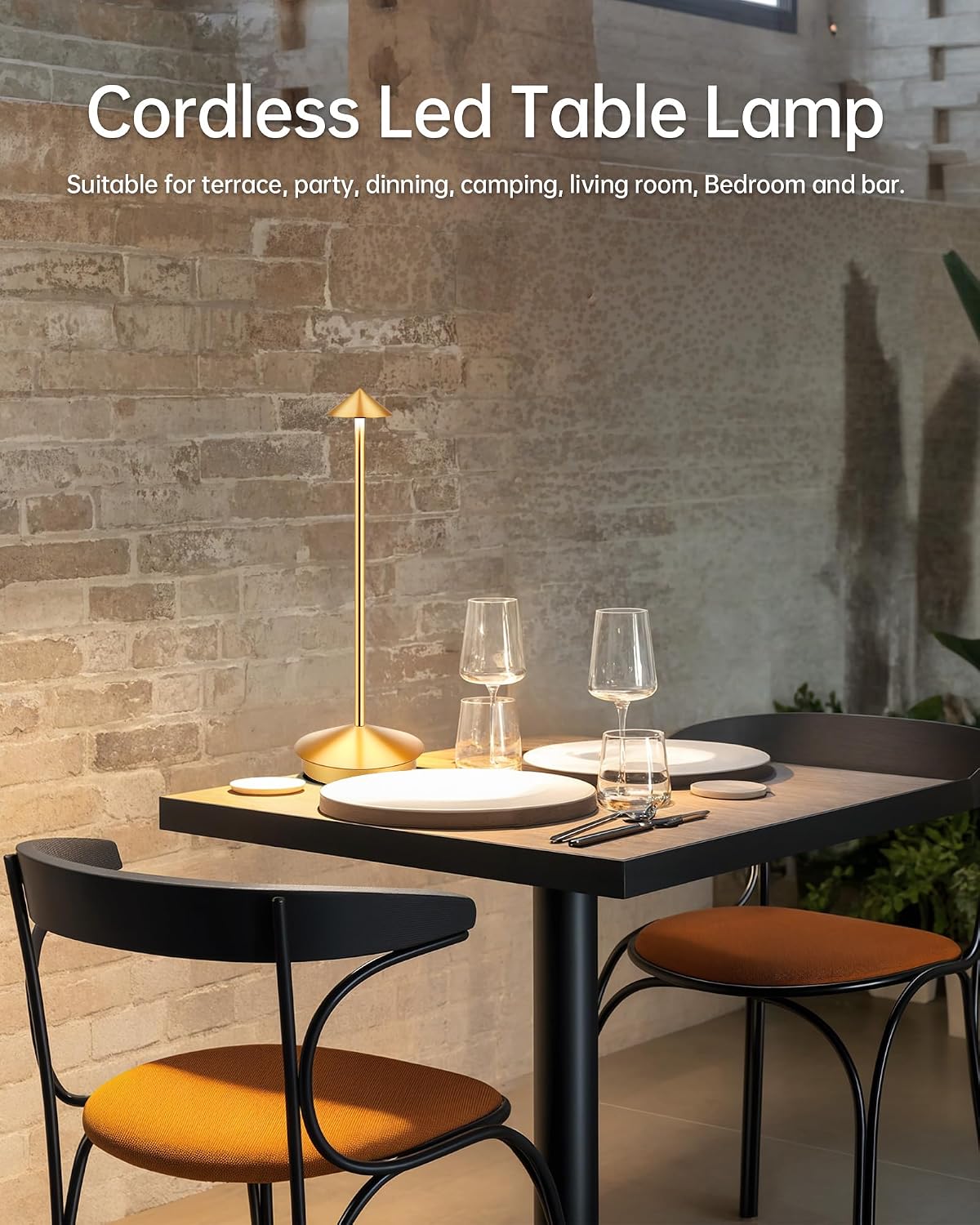 Portable Led Cordless Lamp Table Light 2 Pack, Rechargeable 6000mAh Battery Outdoor Table Lamp for Dinning Restaurant