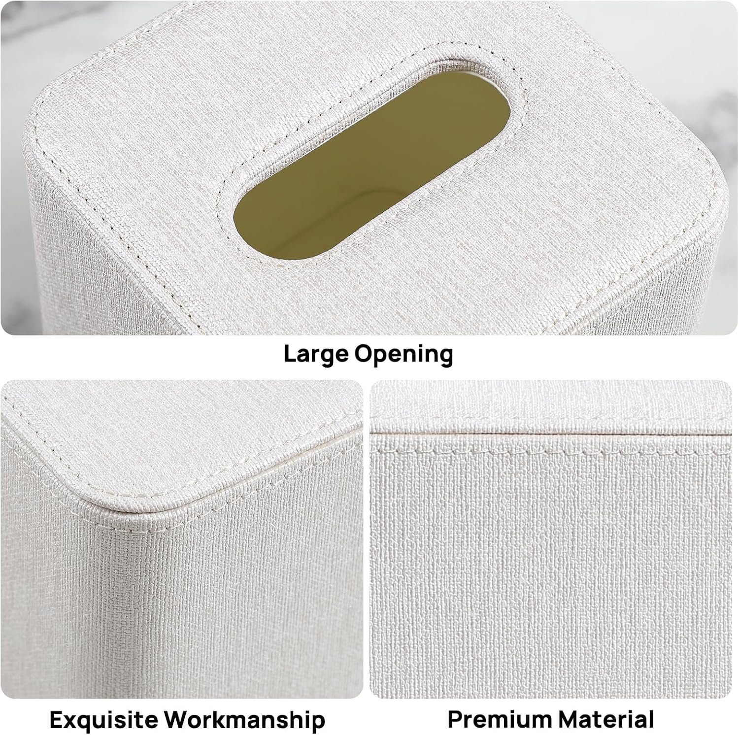 Square Linen Tissue Box Cover / Beige