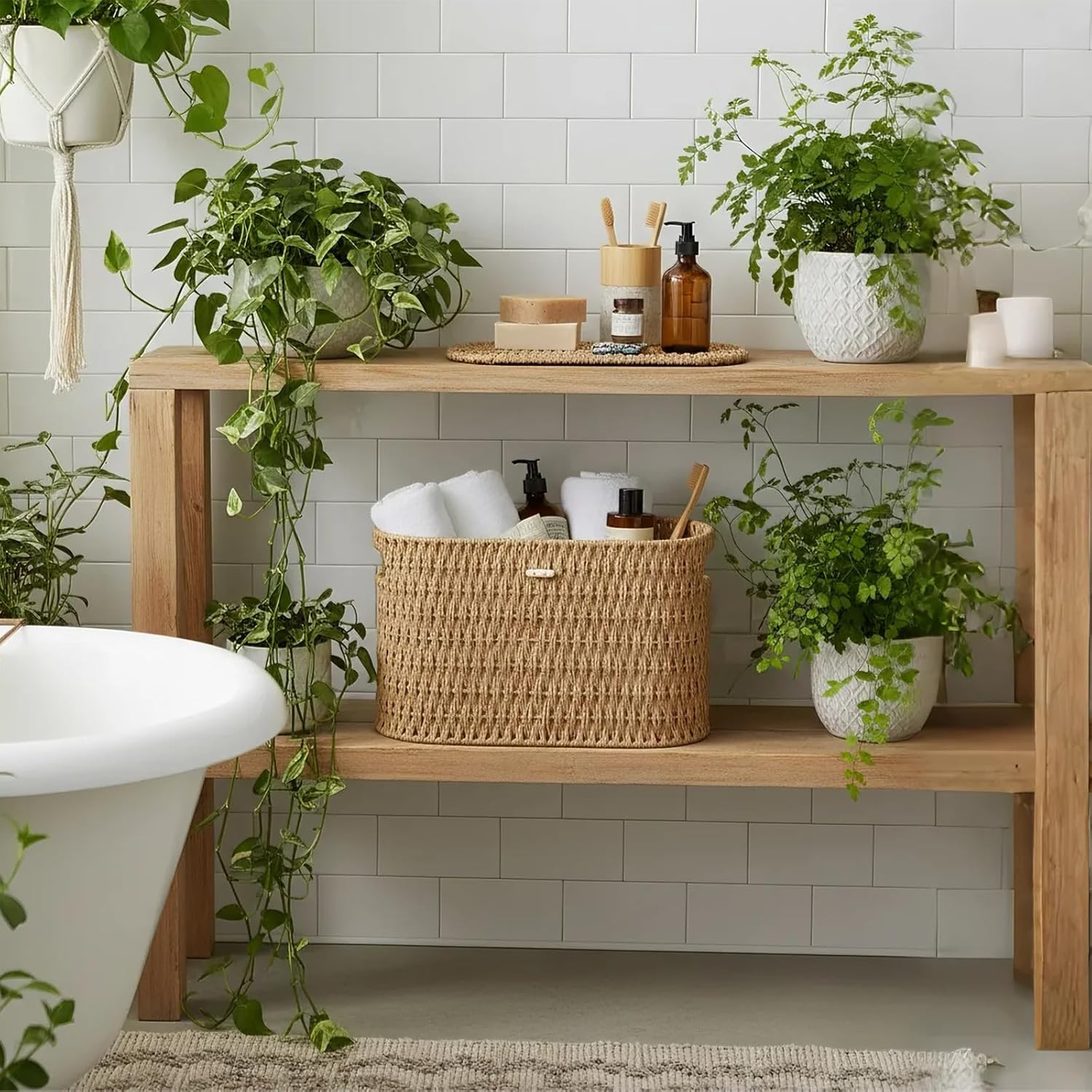 Woven Basket Both / Natural / No Lid