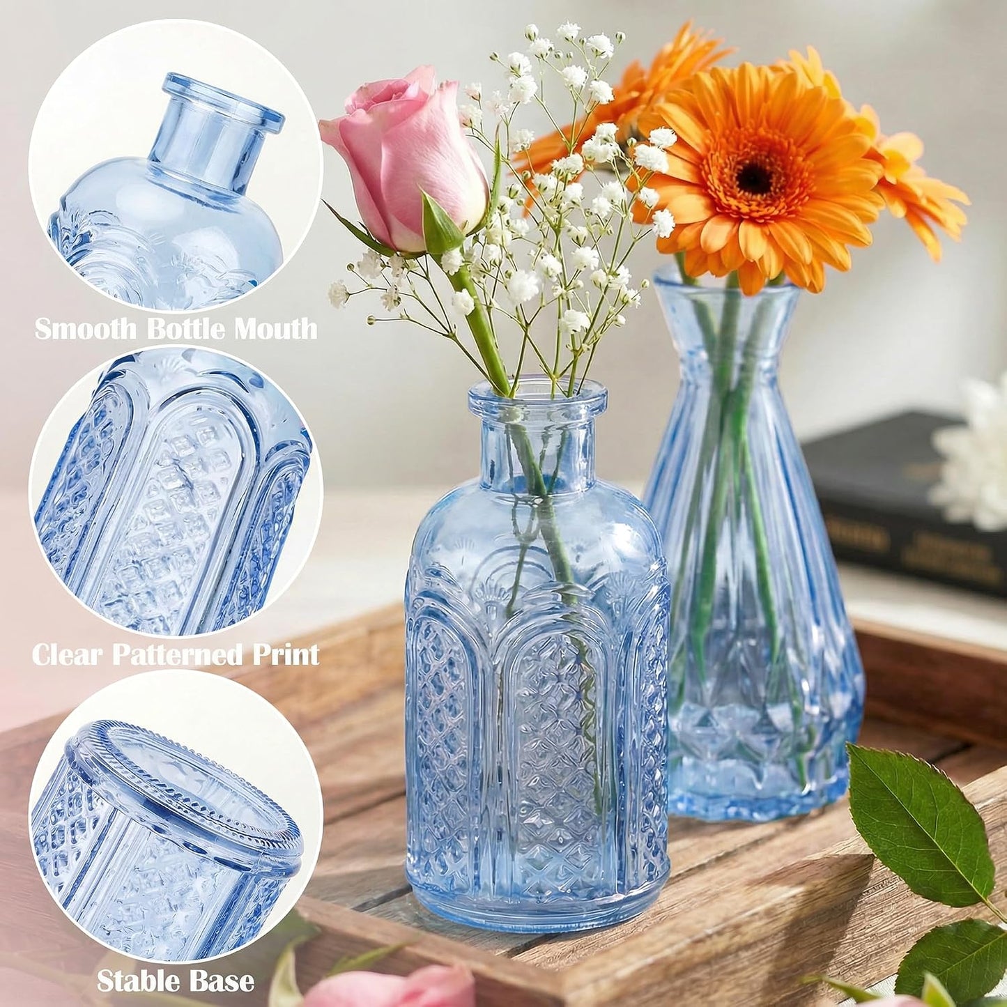 Glass Bud Vases in Bulk / Blue / Set of 5