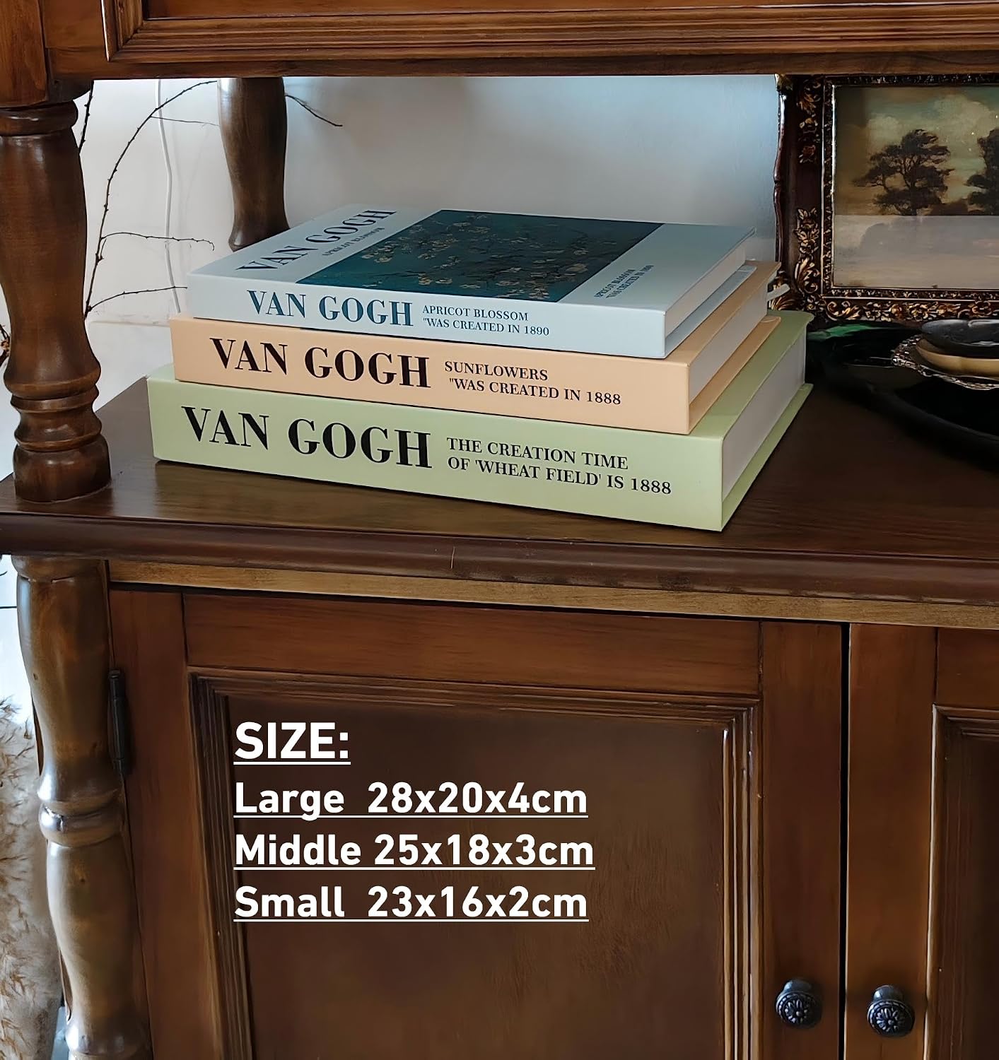 Faux Books / Fake Book Decor / Painting Green-beige-blue / Set of 3