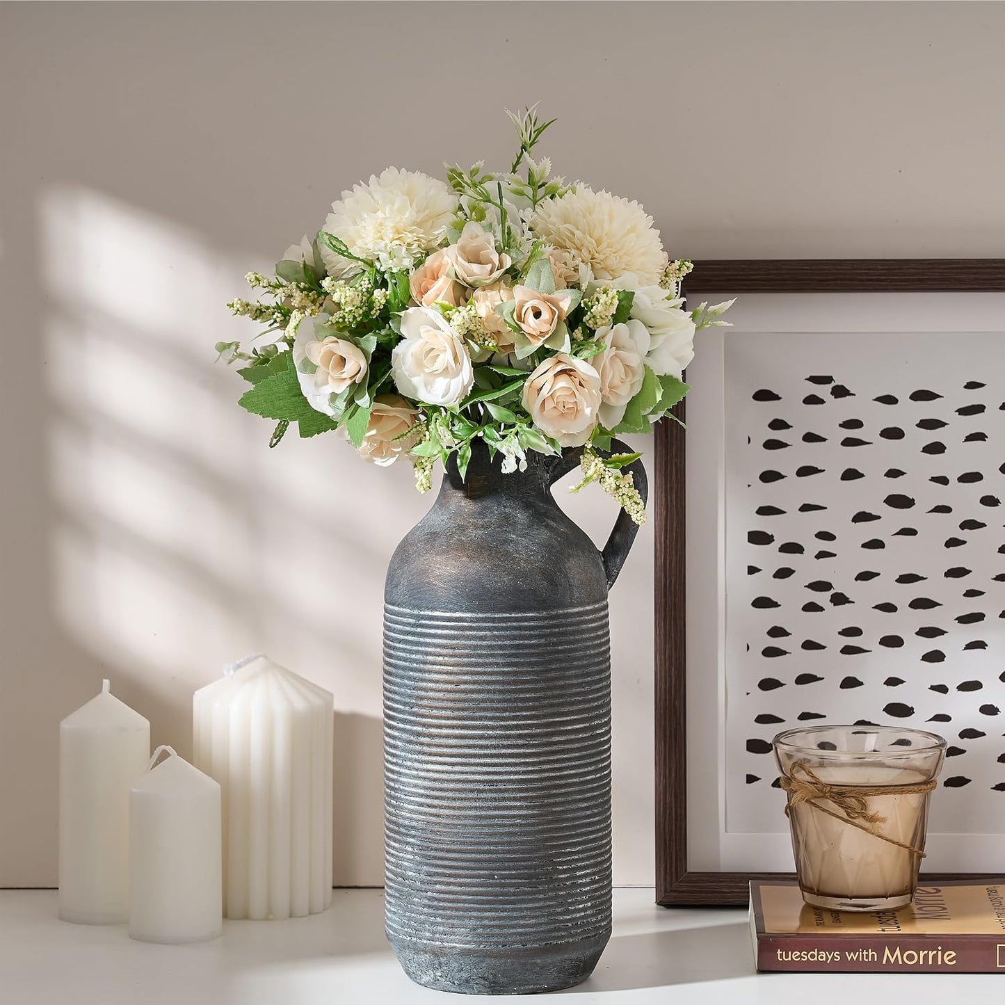 Ceramic Rustic Vase / Black Bronze- 9.64