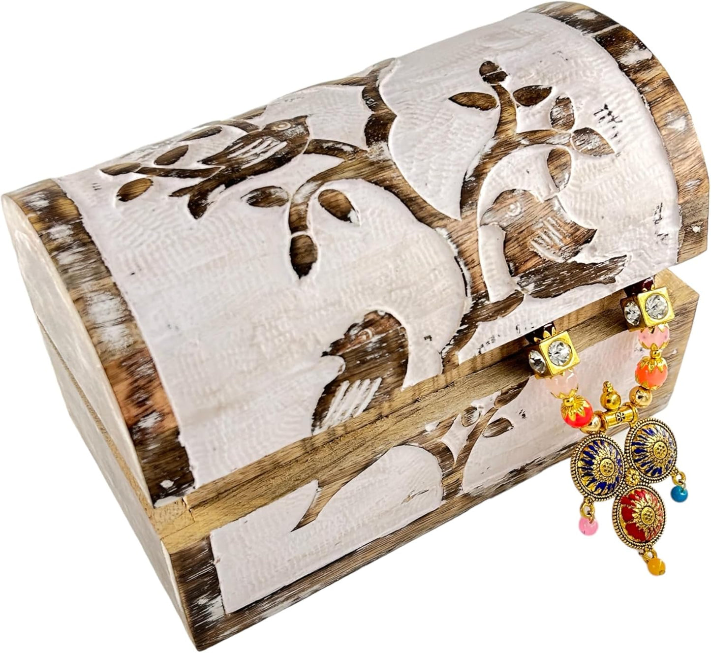 Wooden Semicircular Curved Jewellery Box Design-Trinket Box Ladies-Jewellery Storage / Bird