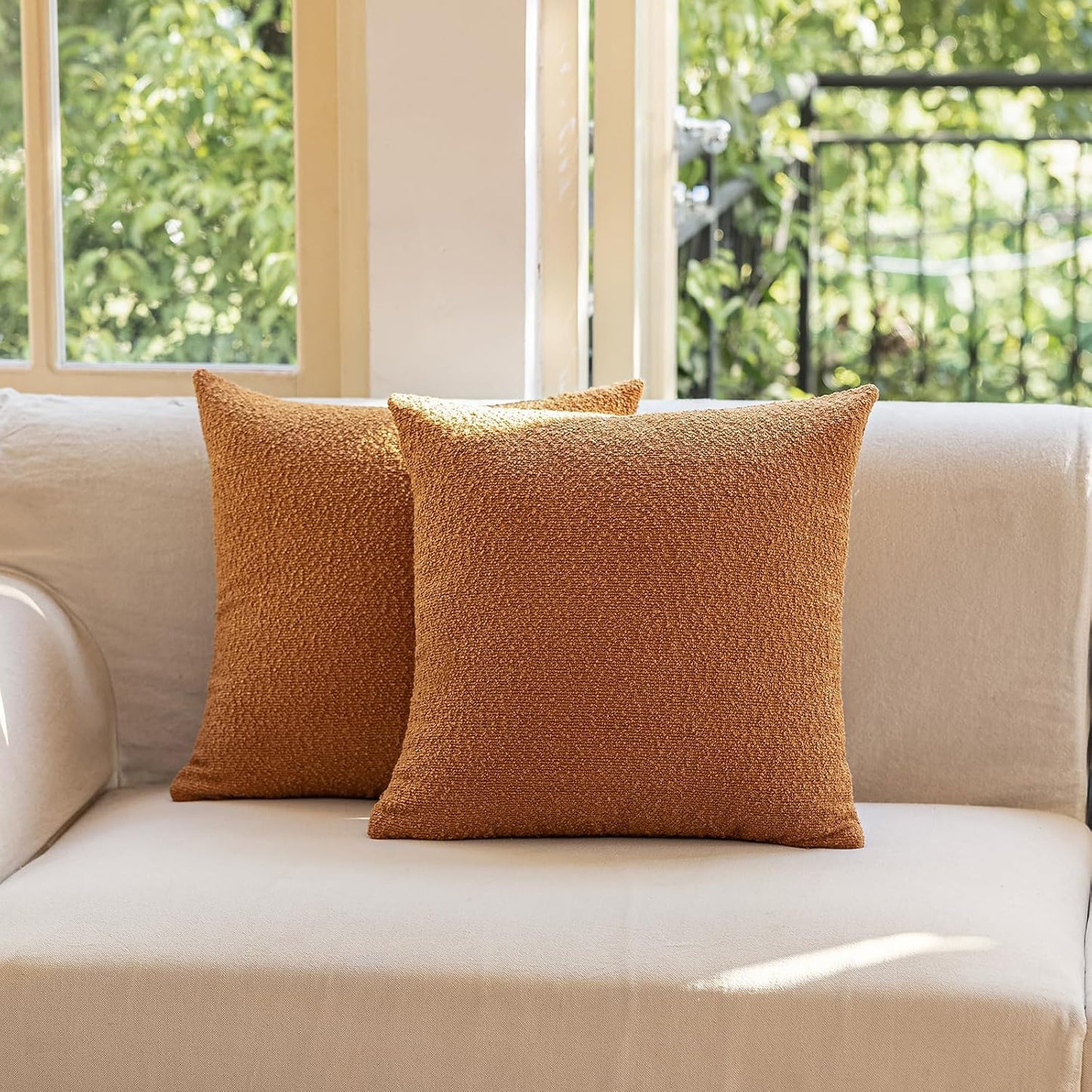 Decorative Throw Pillow Covers / Orange / 18 x 18 / Set of 2