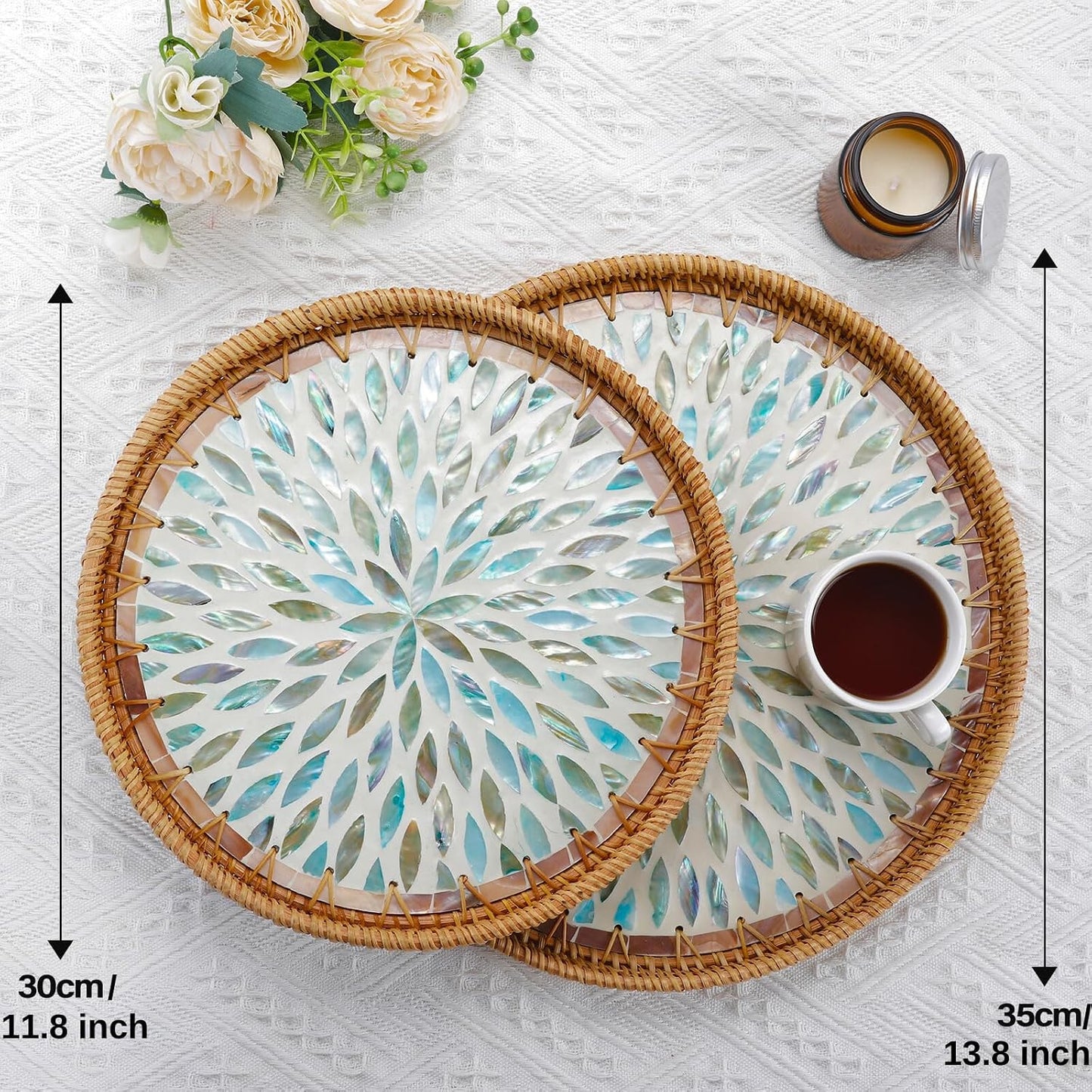 Round Wicker Tray / Galaxy Blue / Set of 2