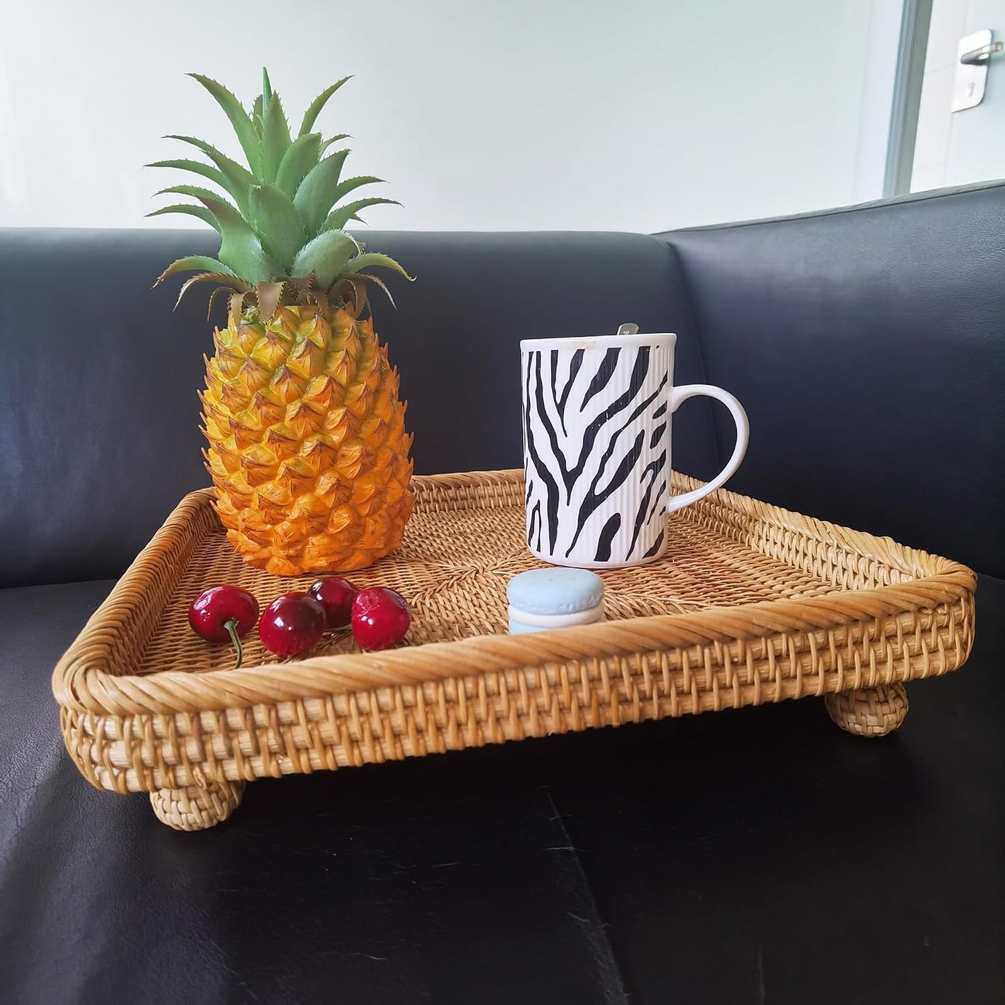 Rattan Pedestal Serving Basket / 12.5" Square