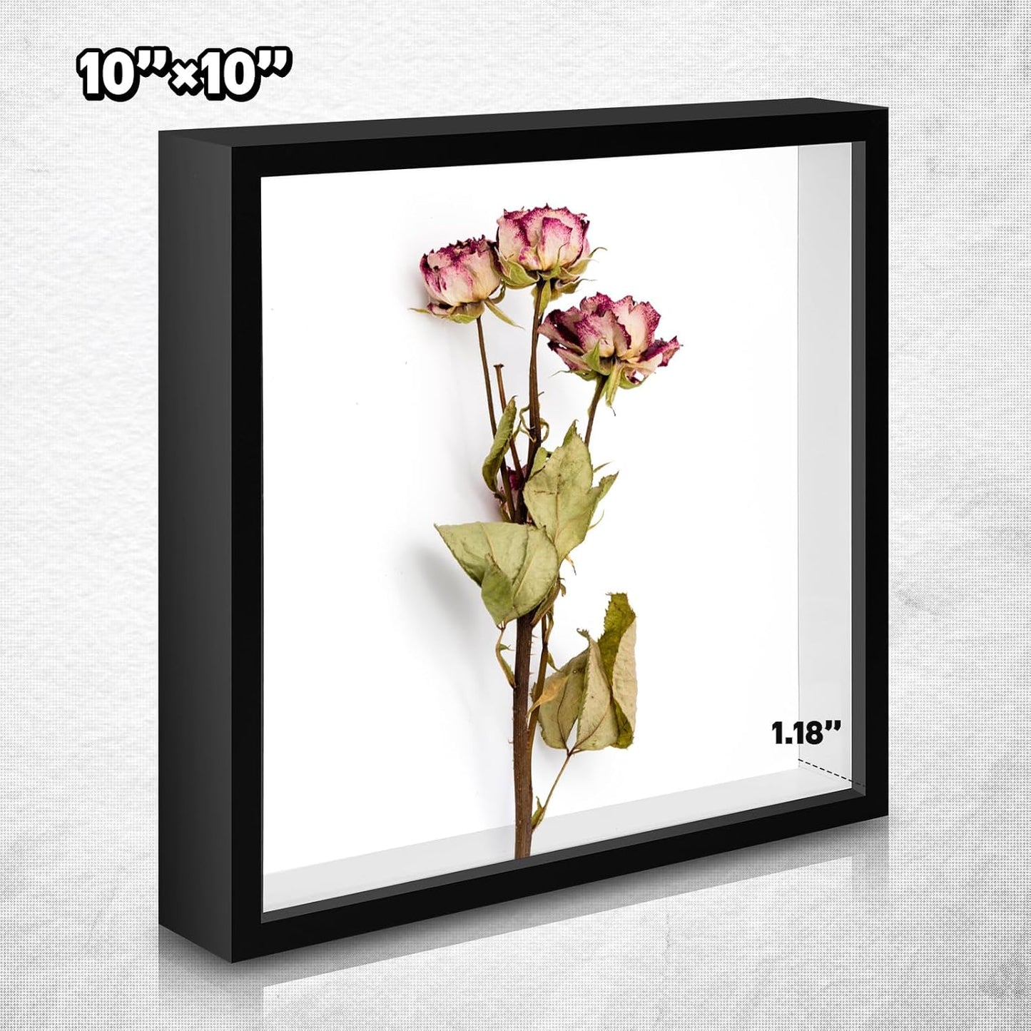 Geetery 10 Pack Shadow Box Frame 10 x 10 Inch Wood Frame Memory Display Case Bulk Shadow Boxes for Photo Flowers