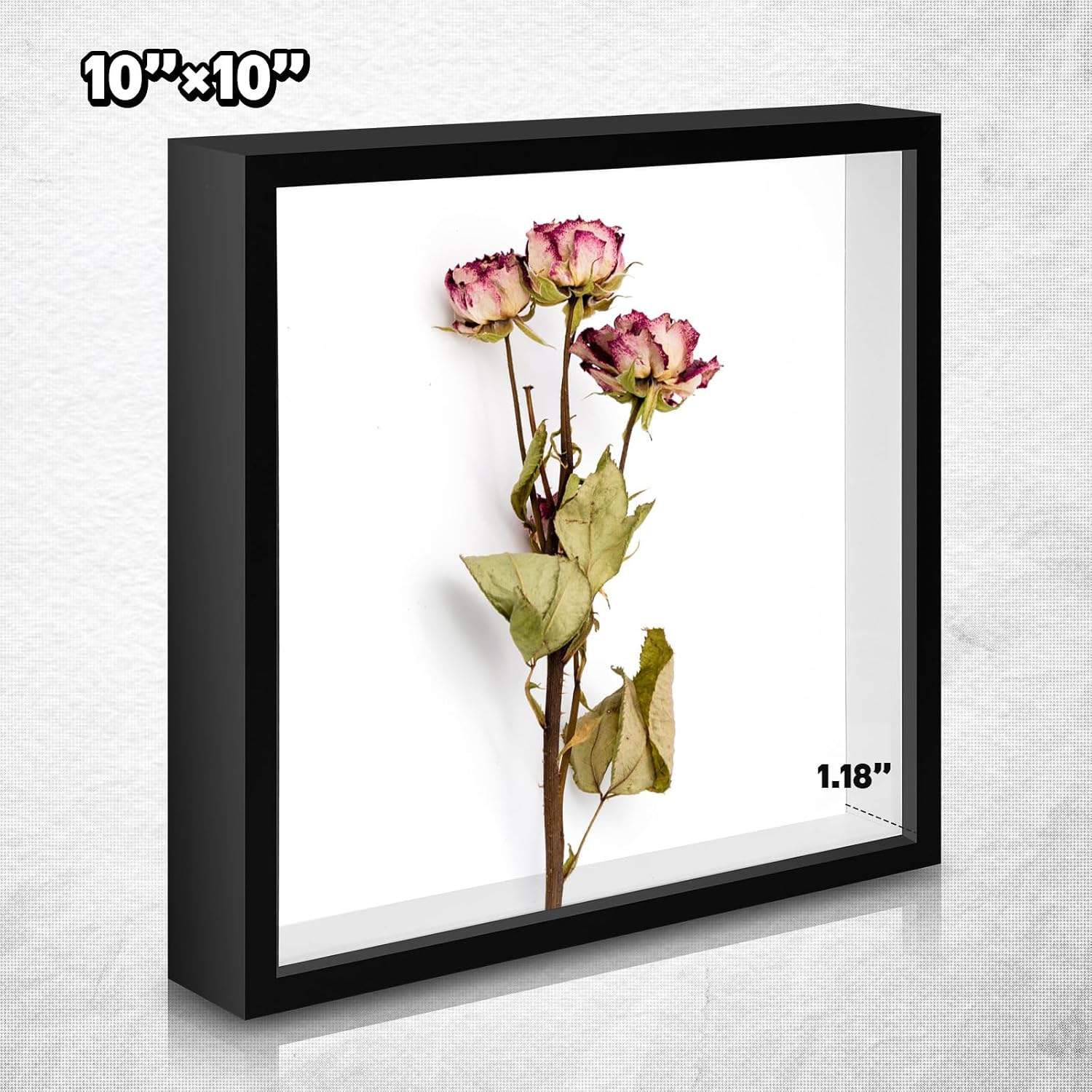 Geetery 10 Pack Shadow Box Frame 10 x 10 Inch Wood Frame Memory Display Case Bulk Shadow Boxes for Photo Flowers