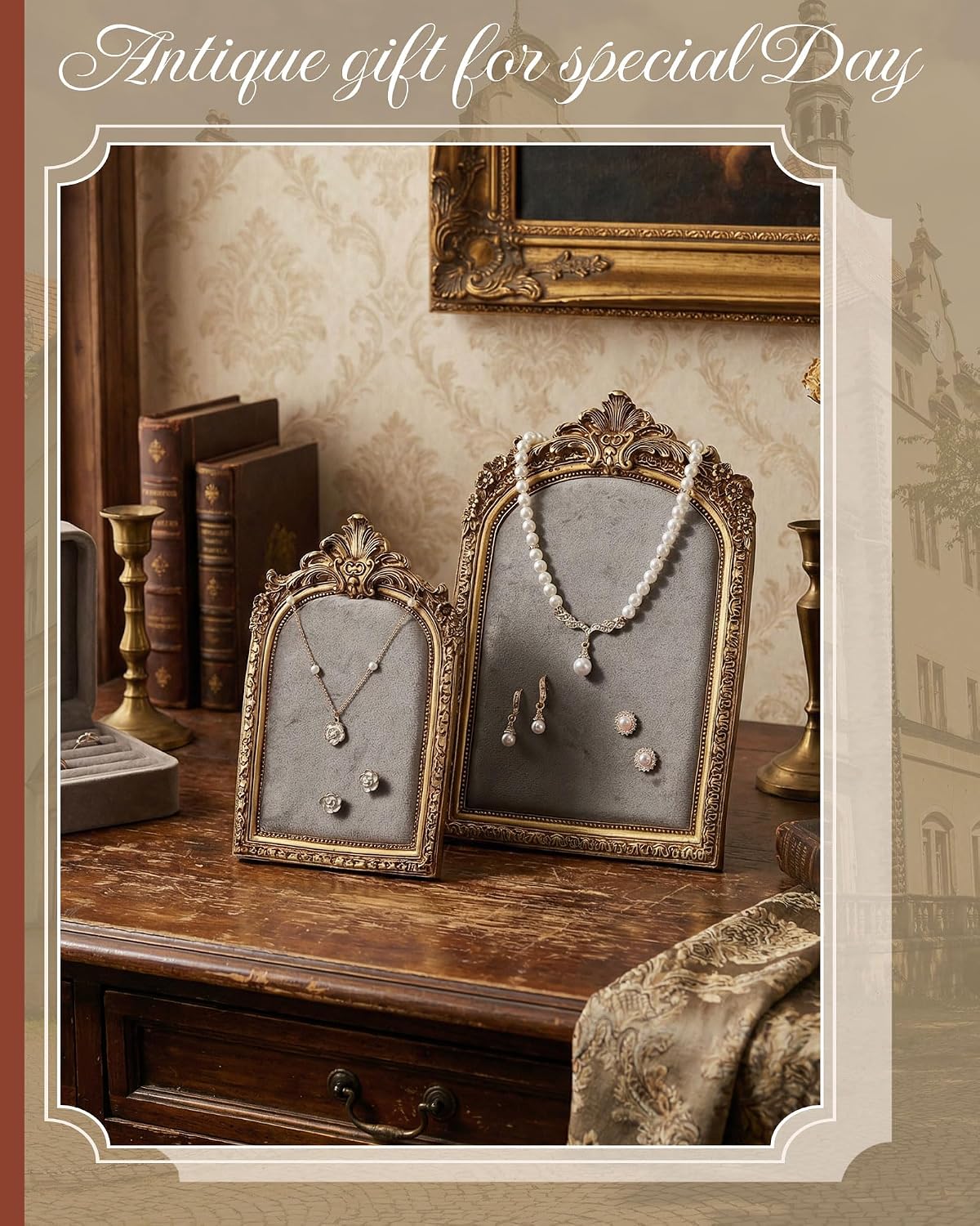 Gold Jewelry Display Stand Vintage Jewelry Frame 10 / Grey / Large,small / Elegant / Set of 2