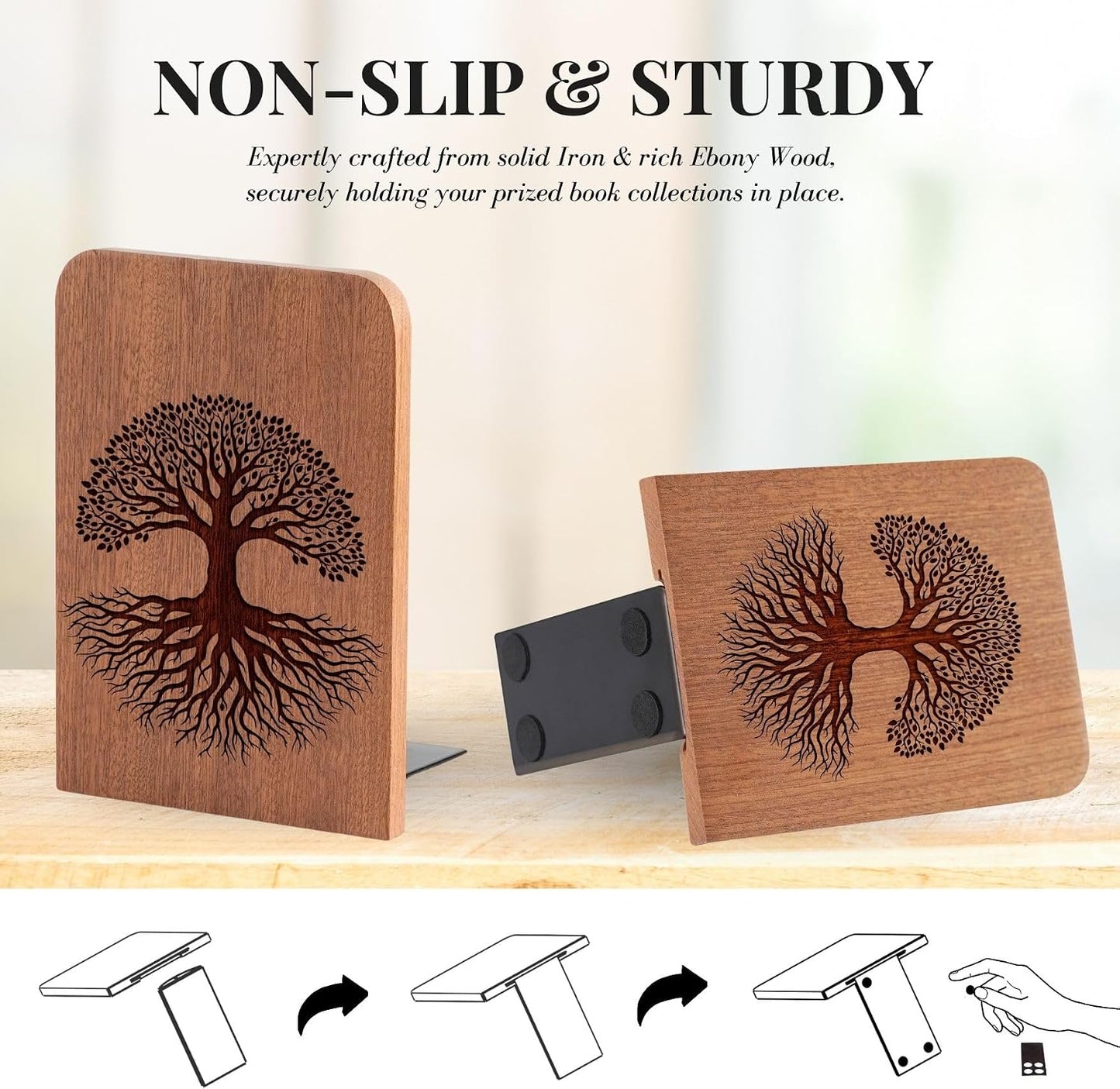 Tree of Life Wood Bookends