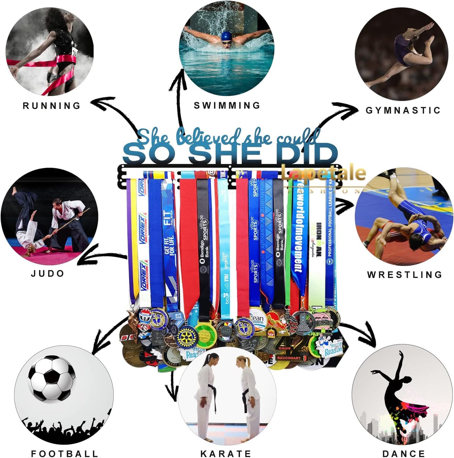 Race Medal Holder Wall Hanger,Marathon Medal Display and Runner Medal Hanger Display,Bib Running Medal Display, Running